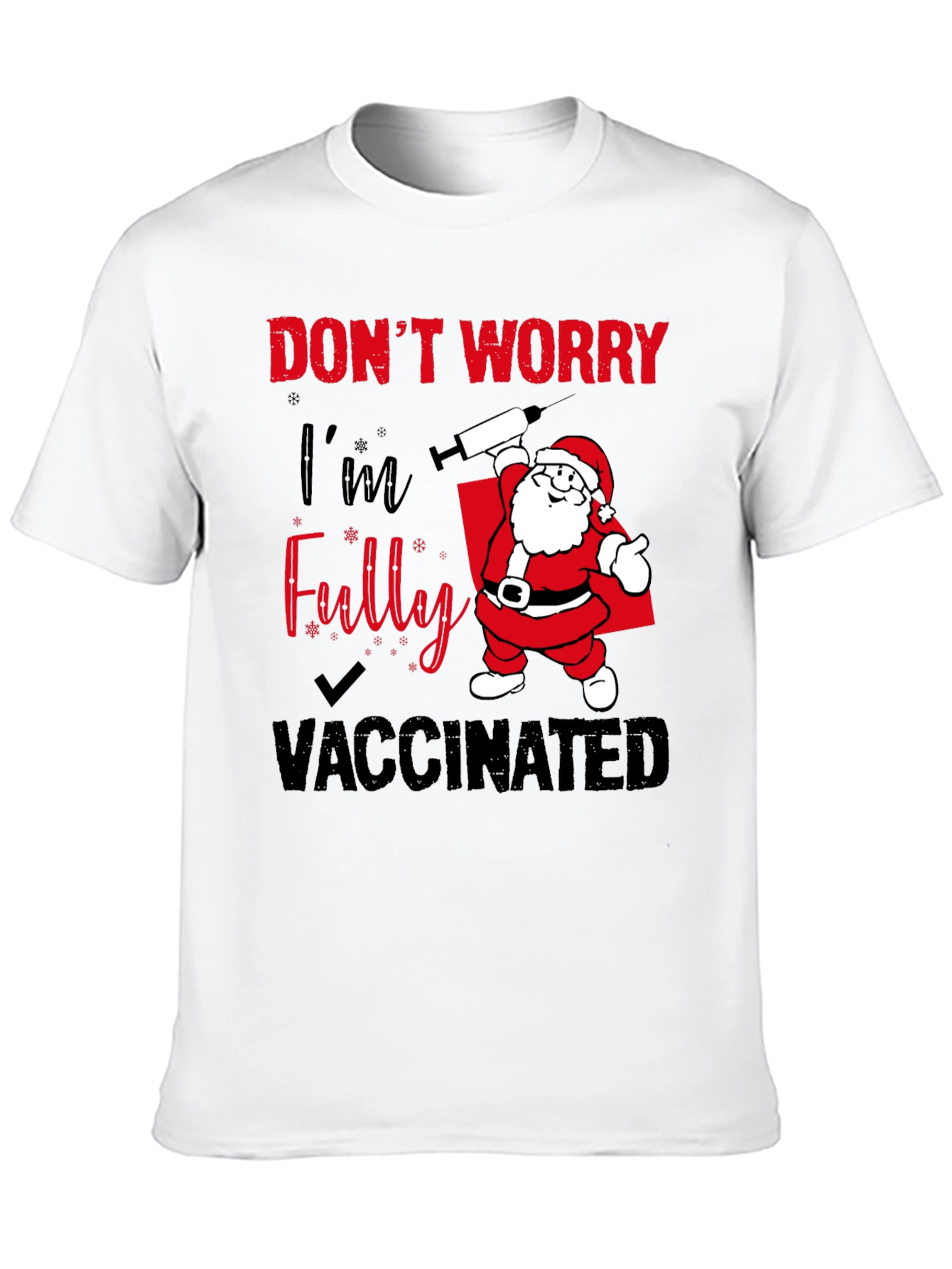 Santa Vaccinated T-Shirt Holiday Festive Tee