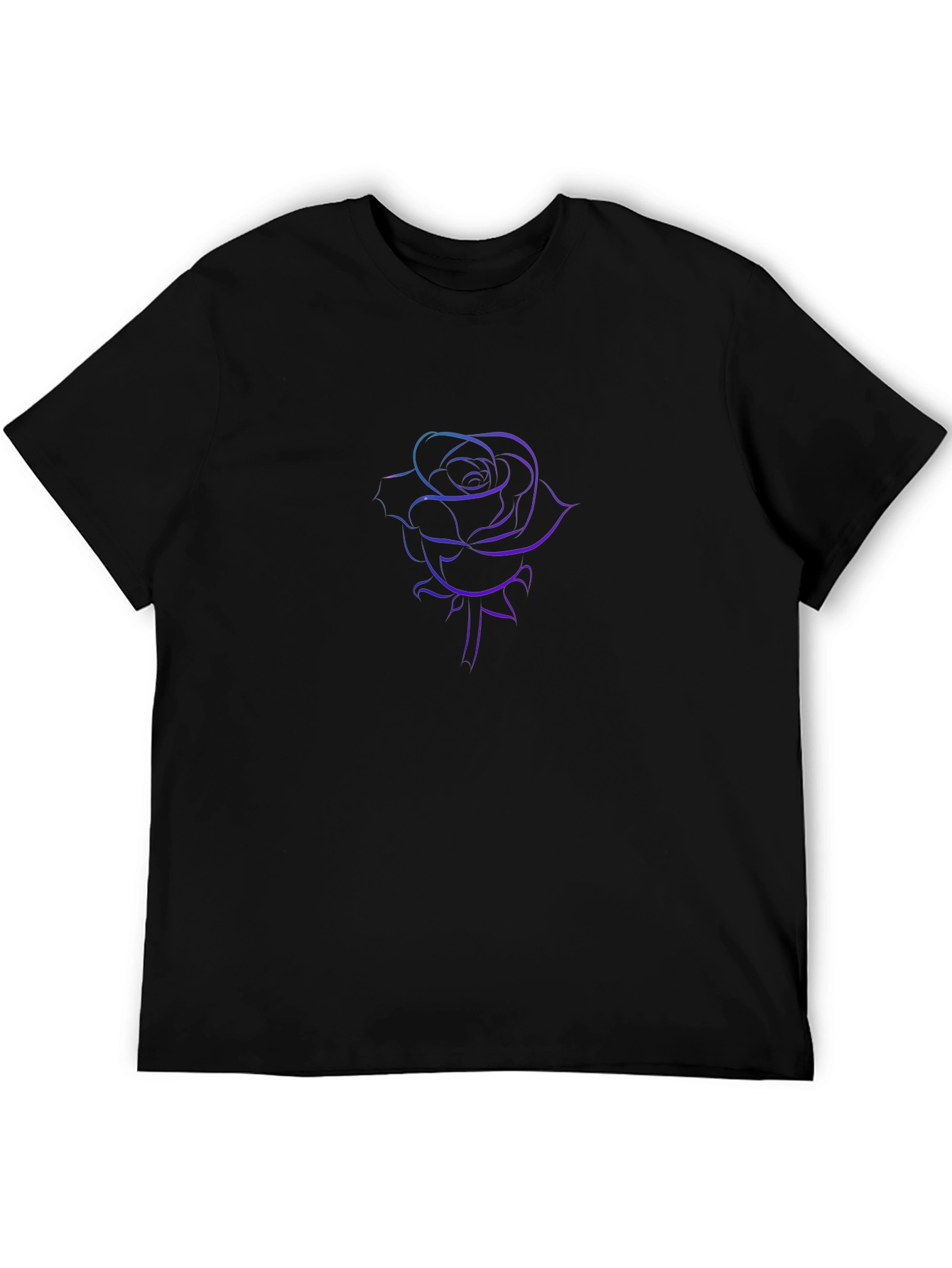 Rose Line Art Black Tee
