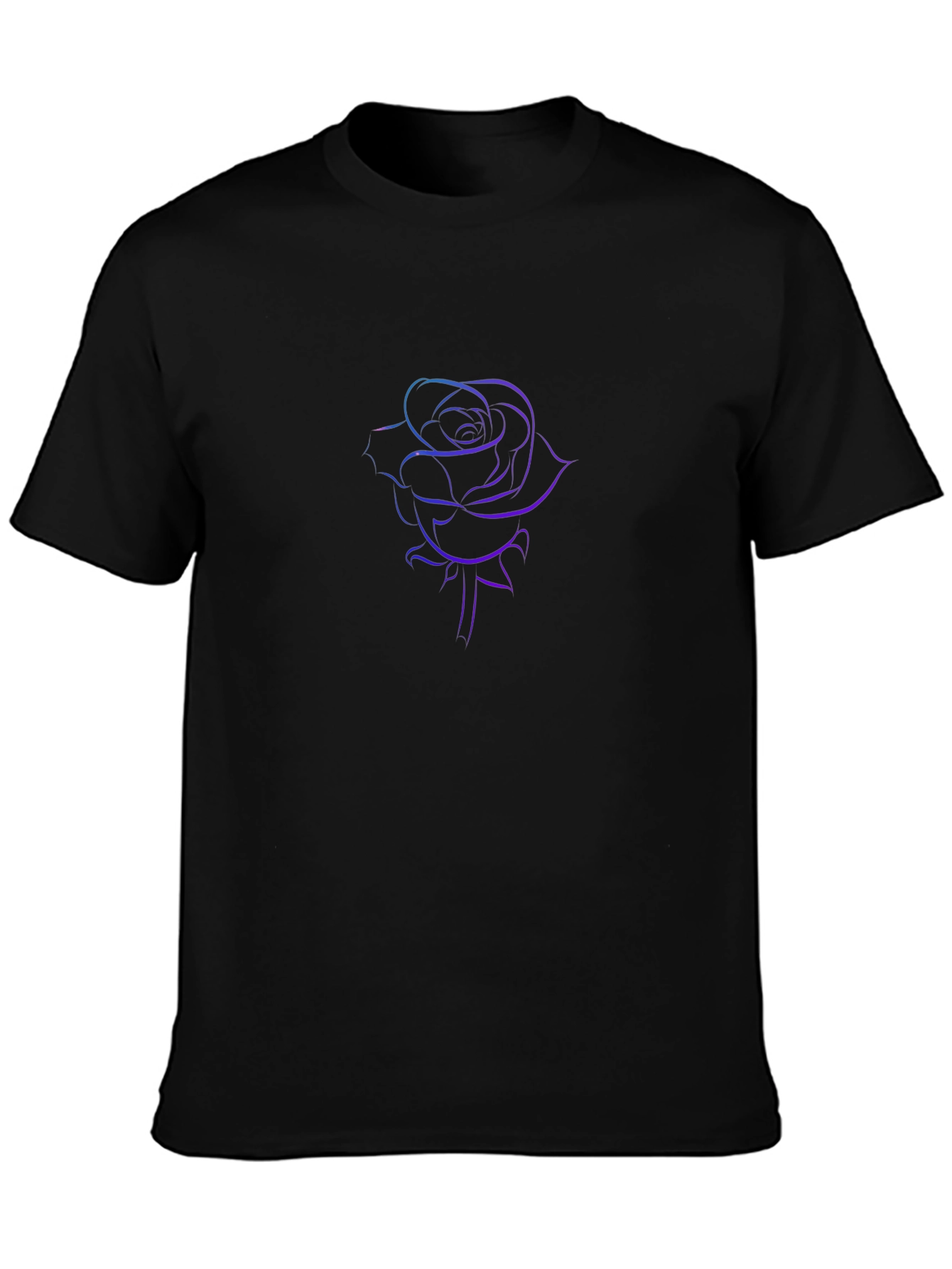 Rose Line Art Black Tee