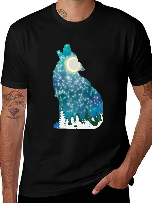 Wolf Moon Night Sky Graphic T-Shirt