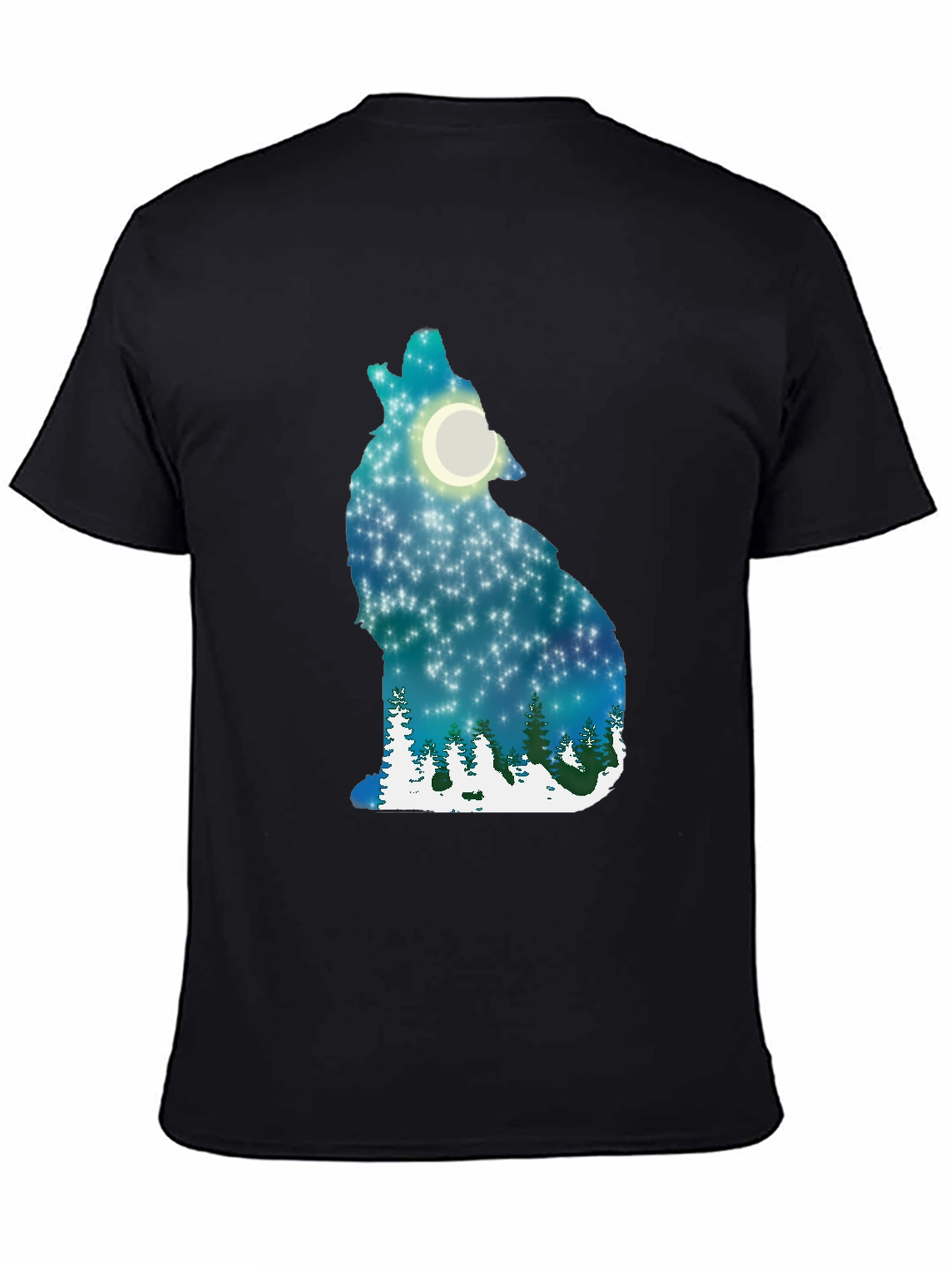 Wolf Moon Night Sky Graphic T-Shirt
