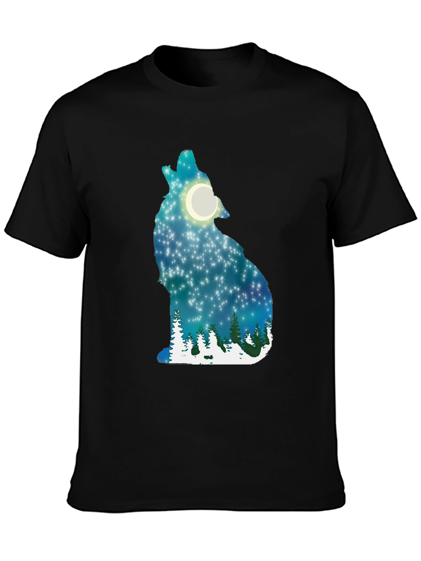 Wolf Moon Night Sky Graphic T-Shirt