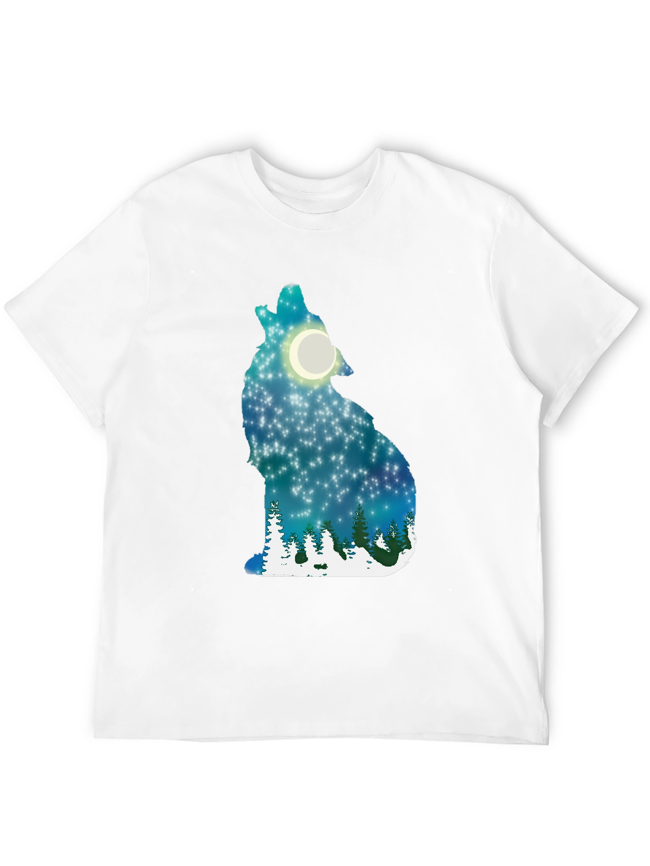 Wolf Moon Night Sky Graphic T-Shirt