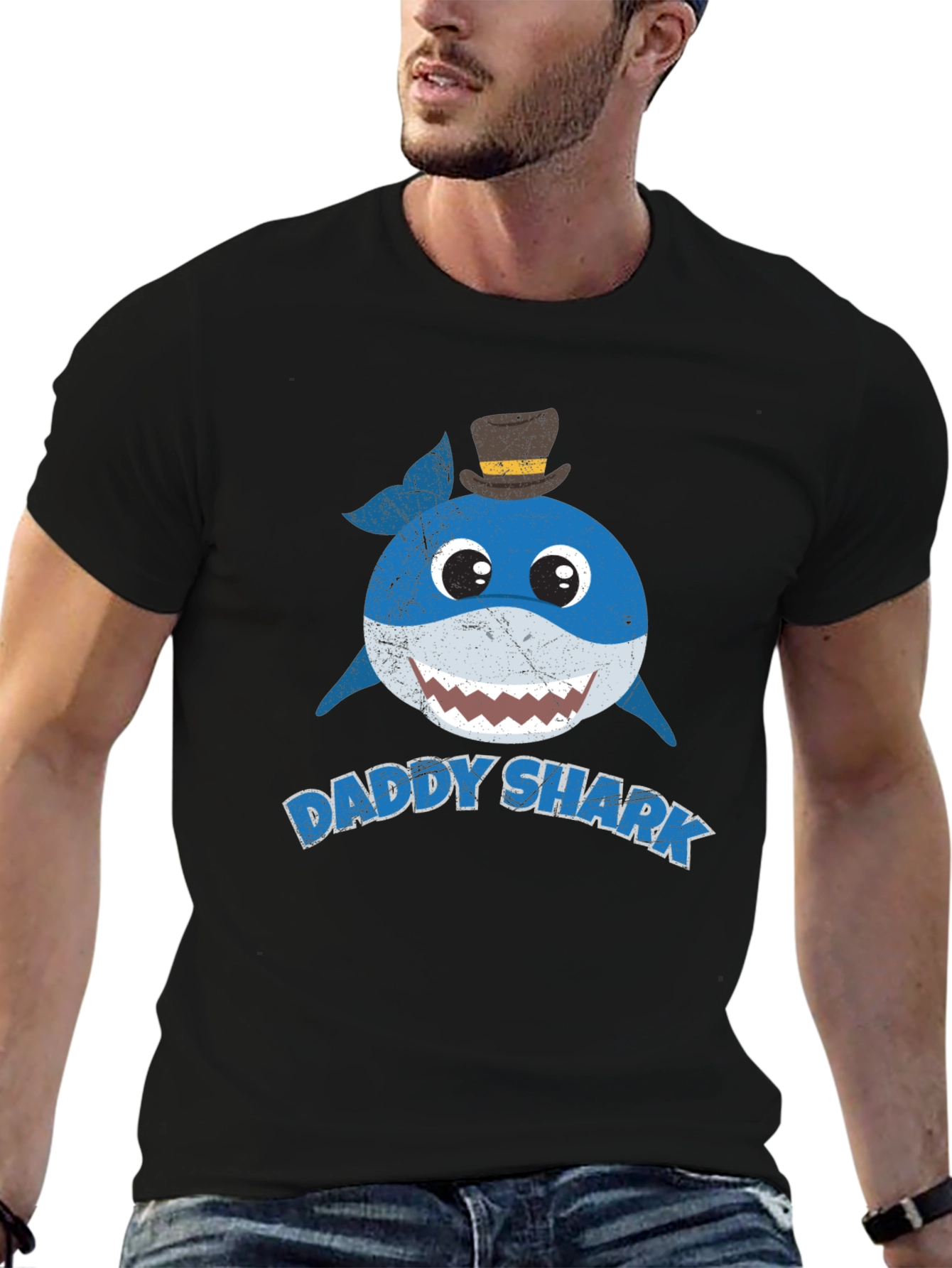Daddy Shark Graphic Tee - Mens Black T-Shirt