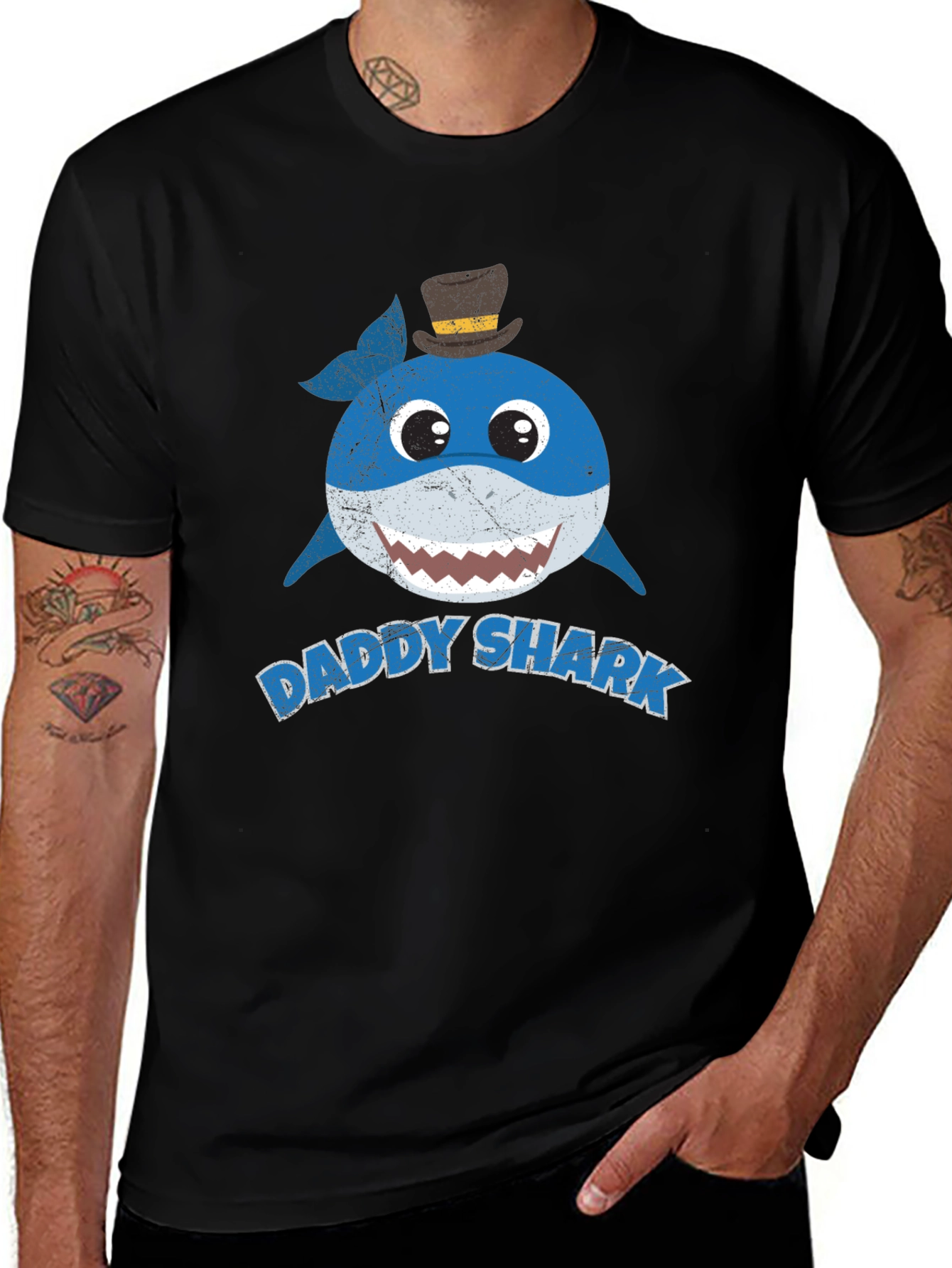 Daddy Shark Graphic Tee - Mens Black T-Shirt