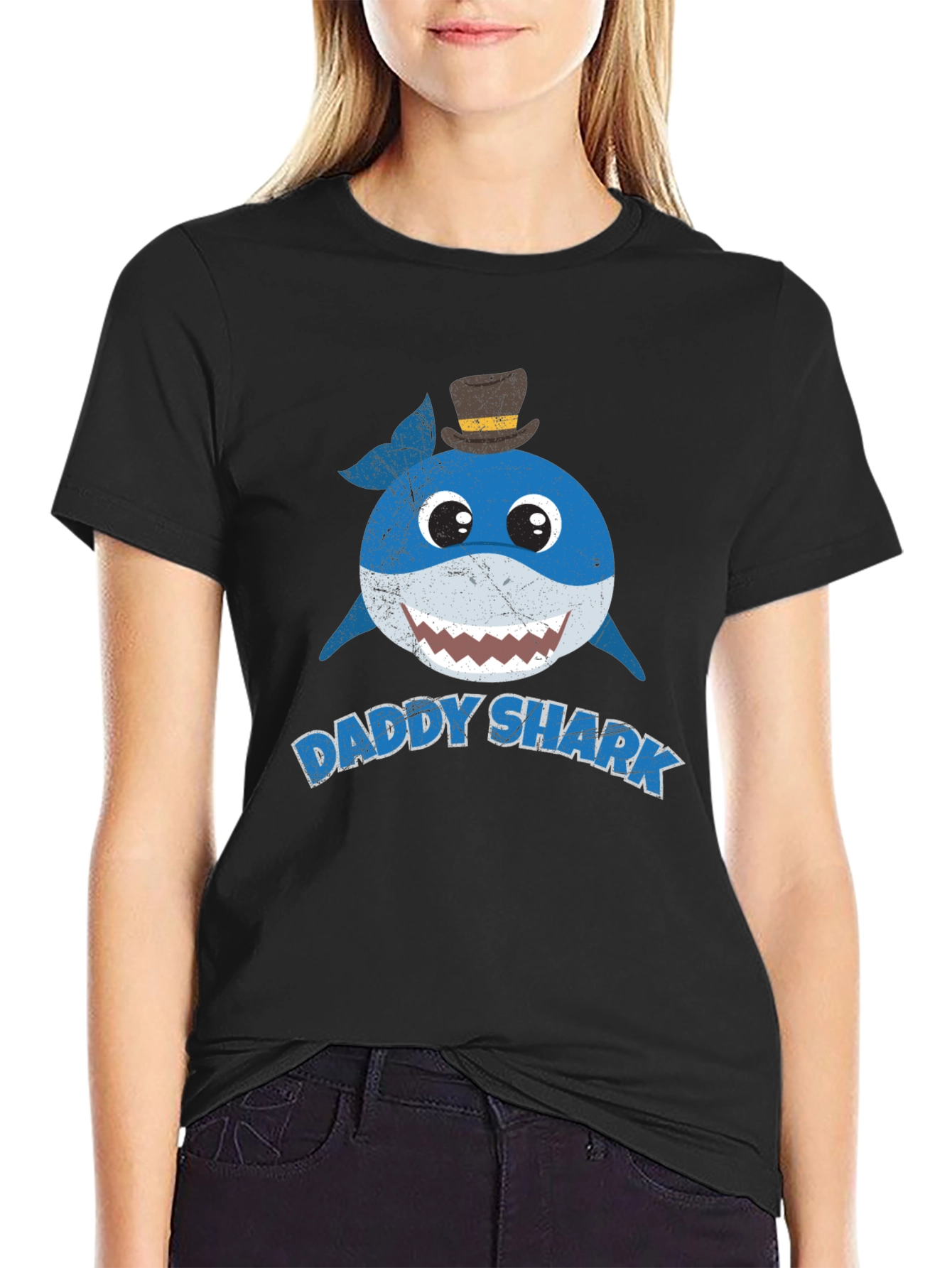 Daddy Shark Graphic Tee - Mens Black T-Shirt