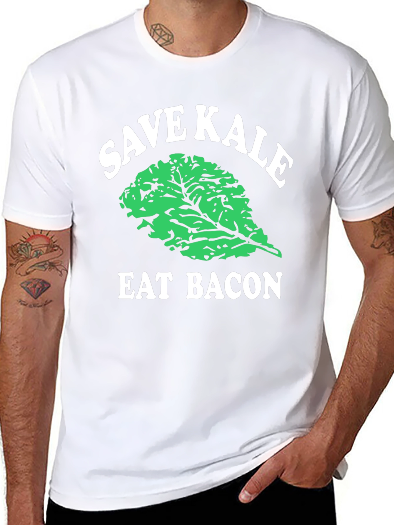 Save Kale Eat Bacon Graphic Tee