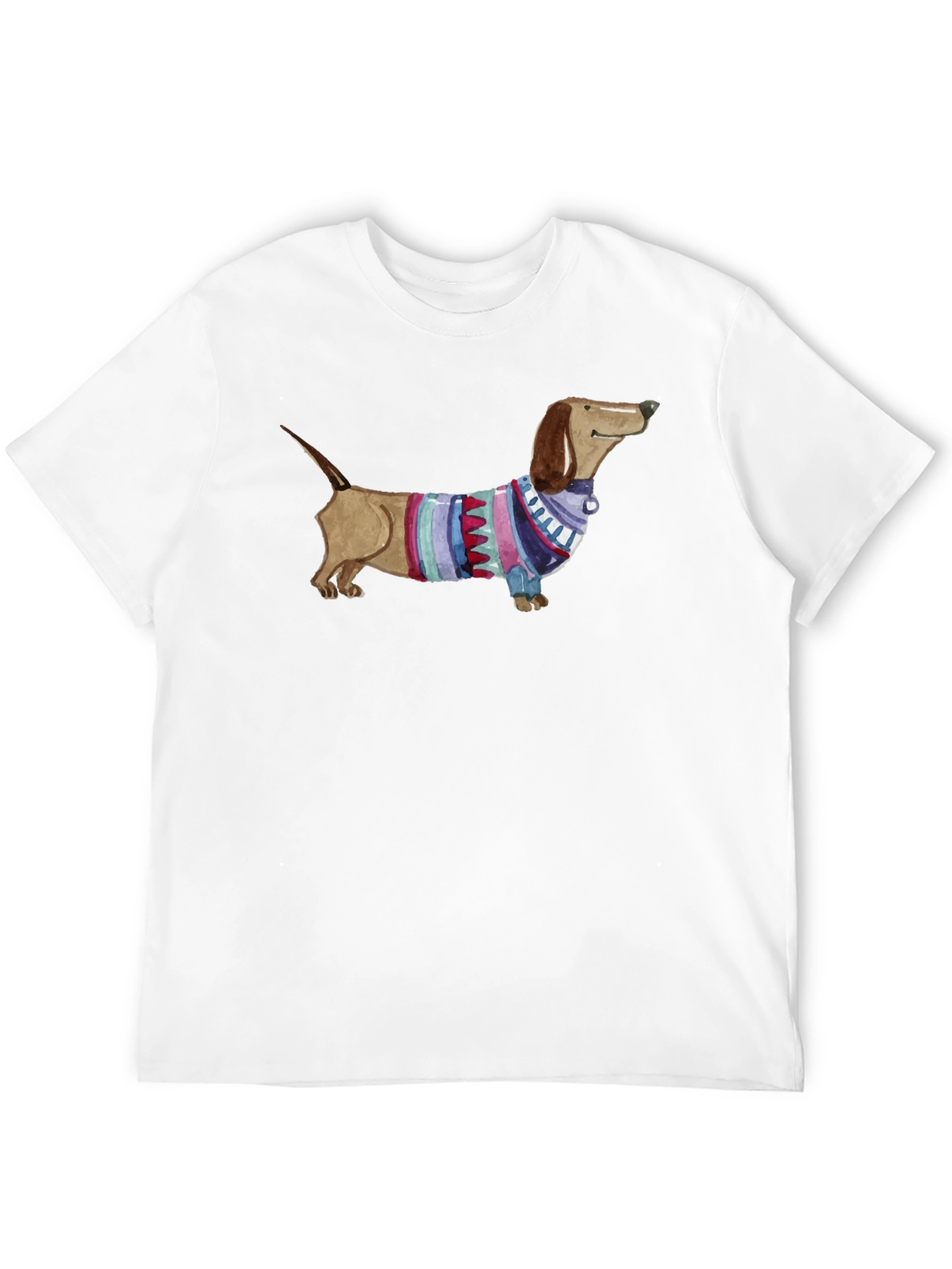 Dachshund in Sweater Graphic Tee - Unisex Black T-Shirt