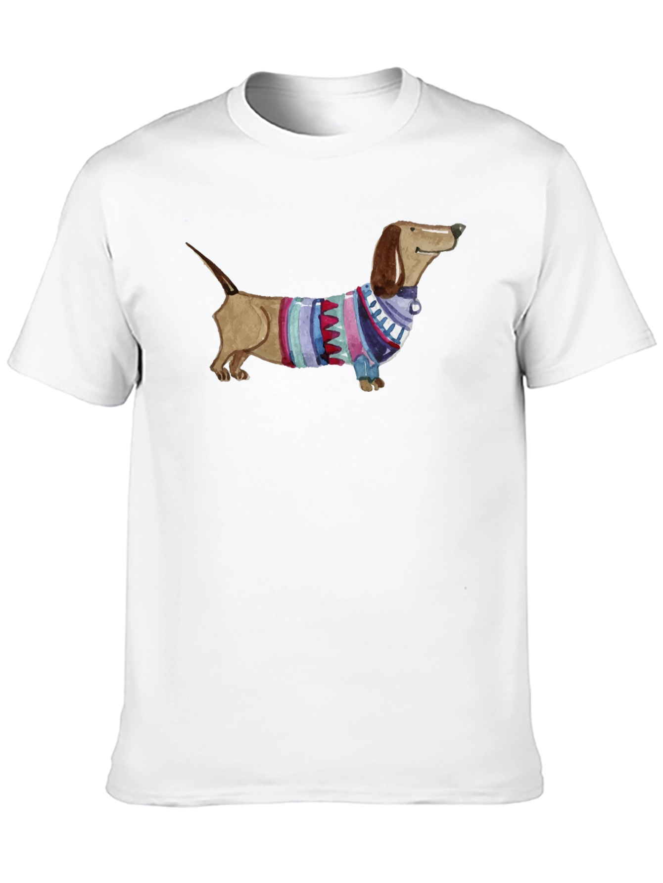 Dachshund in Sweater Graphic Tee - Unisex Black T-Shirt