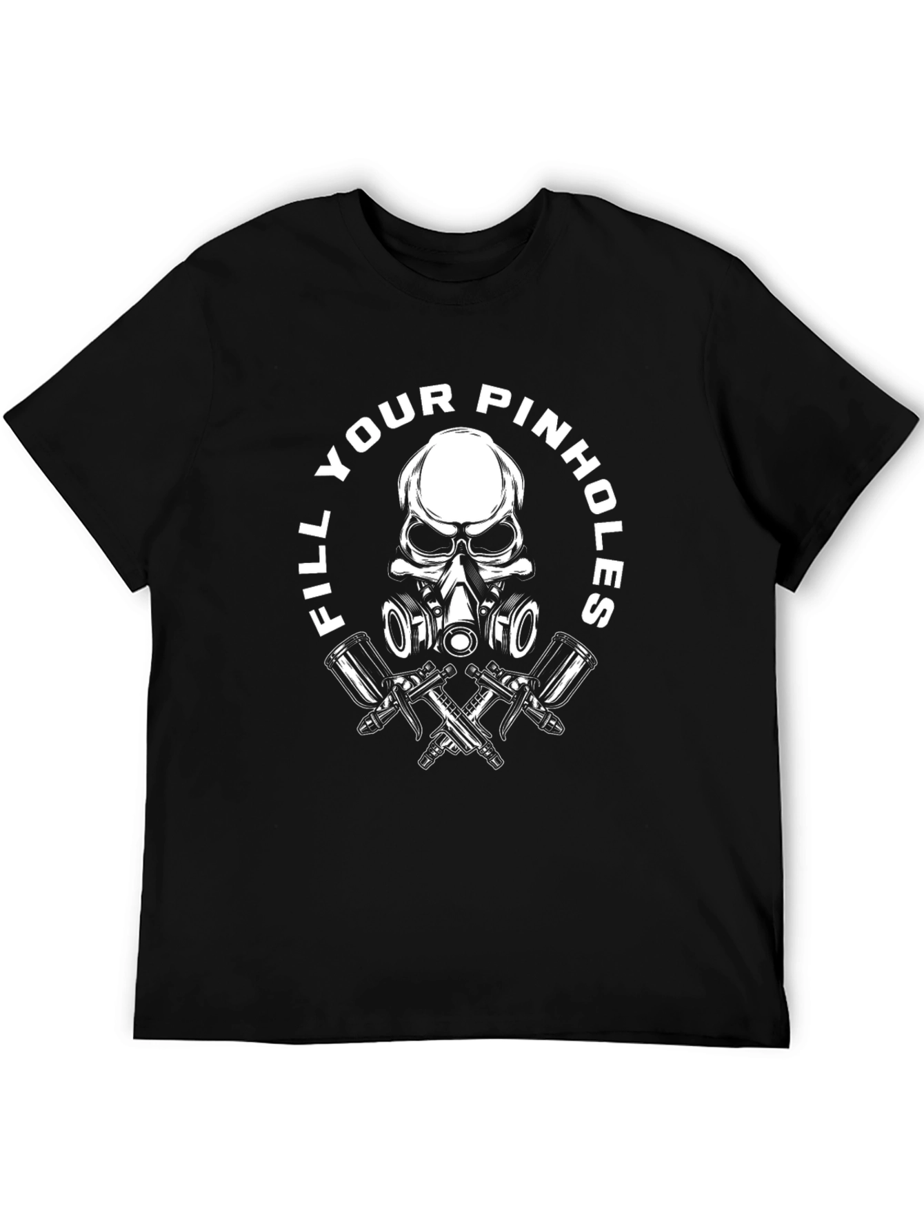 Fill Your Pinhole Skull Graphic Black T-Shirt