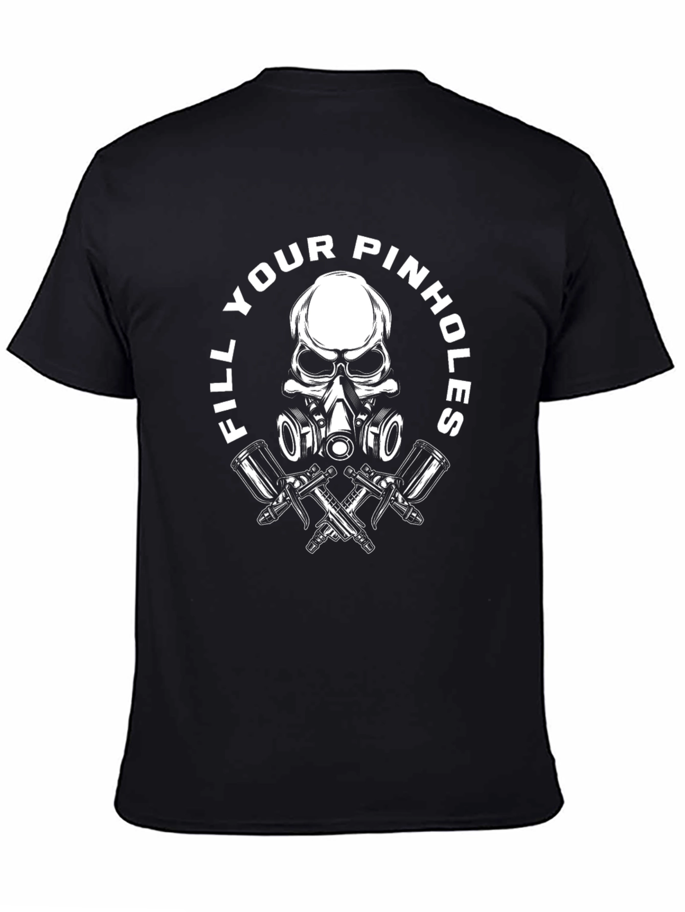 Fill Your Pinhole Skull Graphic Black T-Shirt