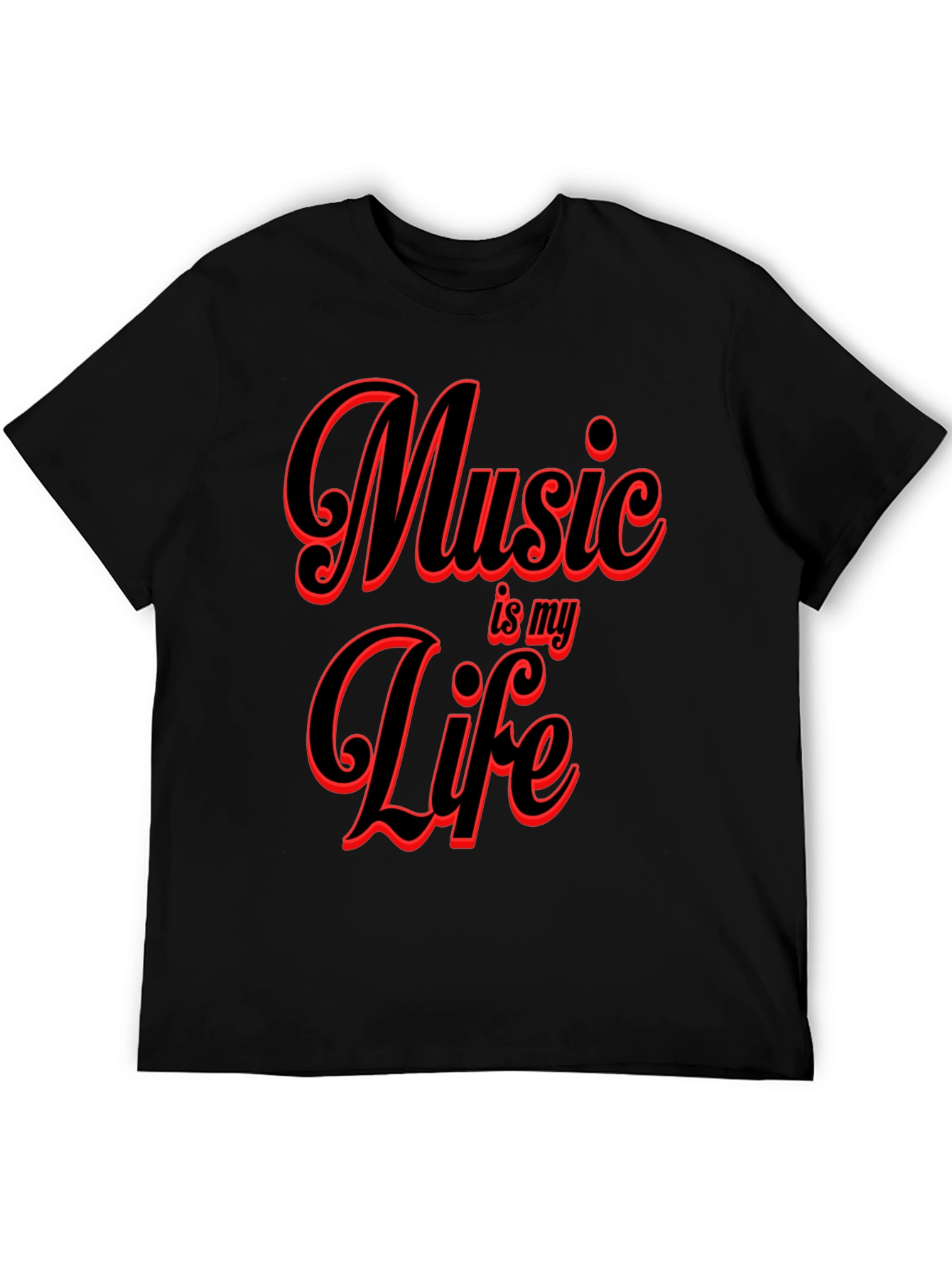 Music is My Life Graphic Tee - Black T-Shirt