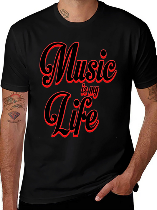 Music is My Life Graphic Tee - Black T-Shirt