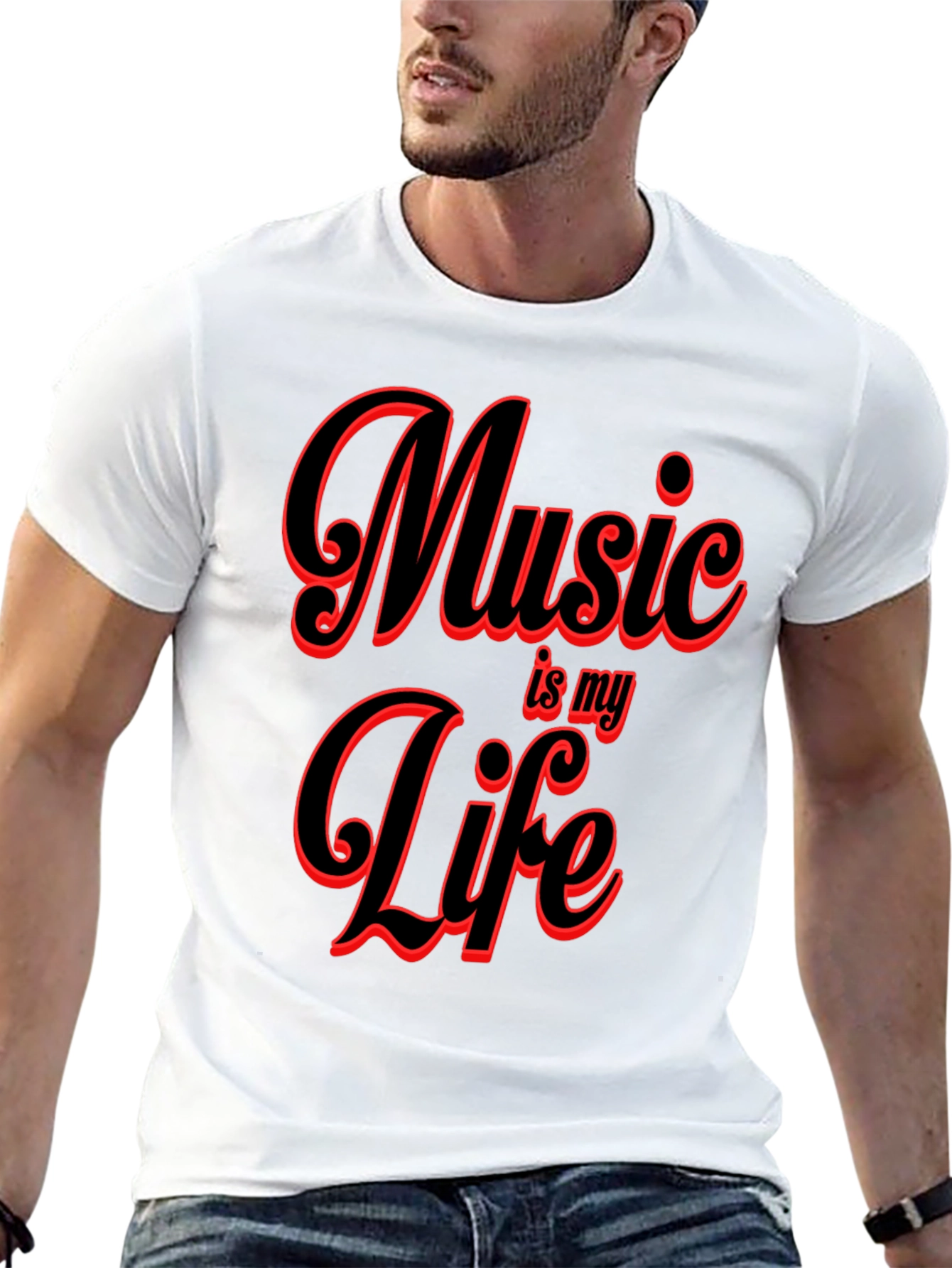 Music is My Life Graphic Tee - Black T-Shirt
