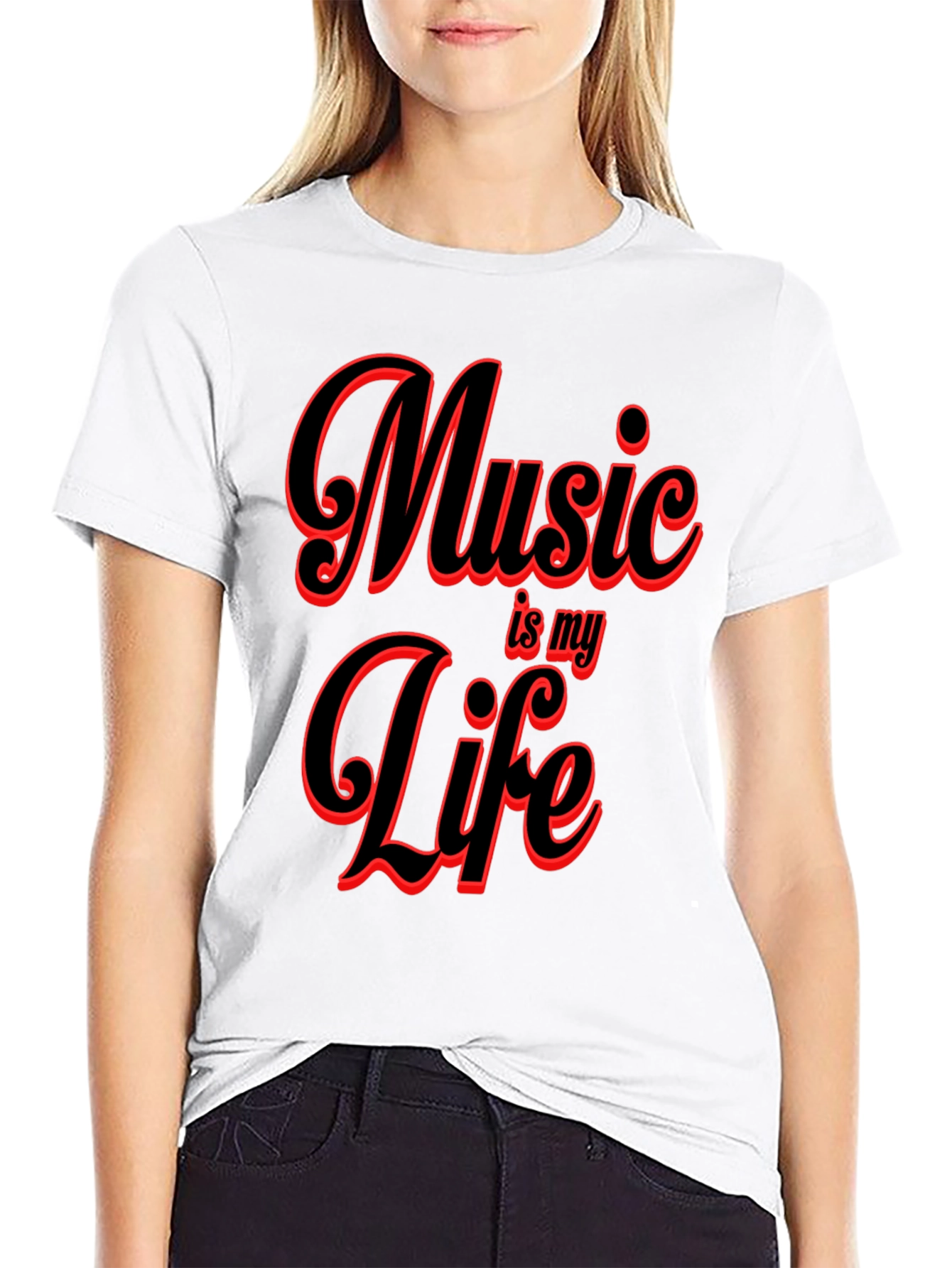 Music is My Life Graphic Tee - Black T-Shirt