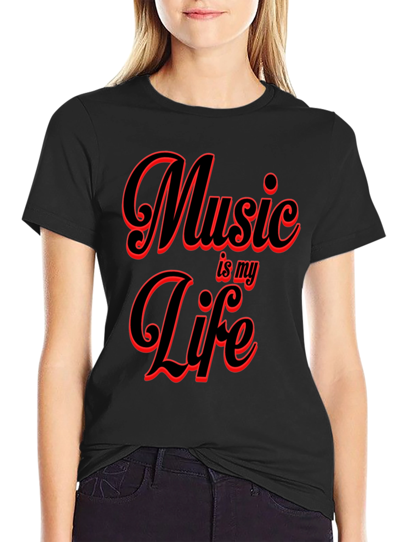 Music is My Life Graphic Tee - Black T-Shirt