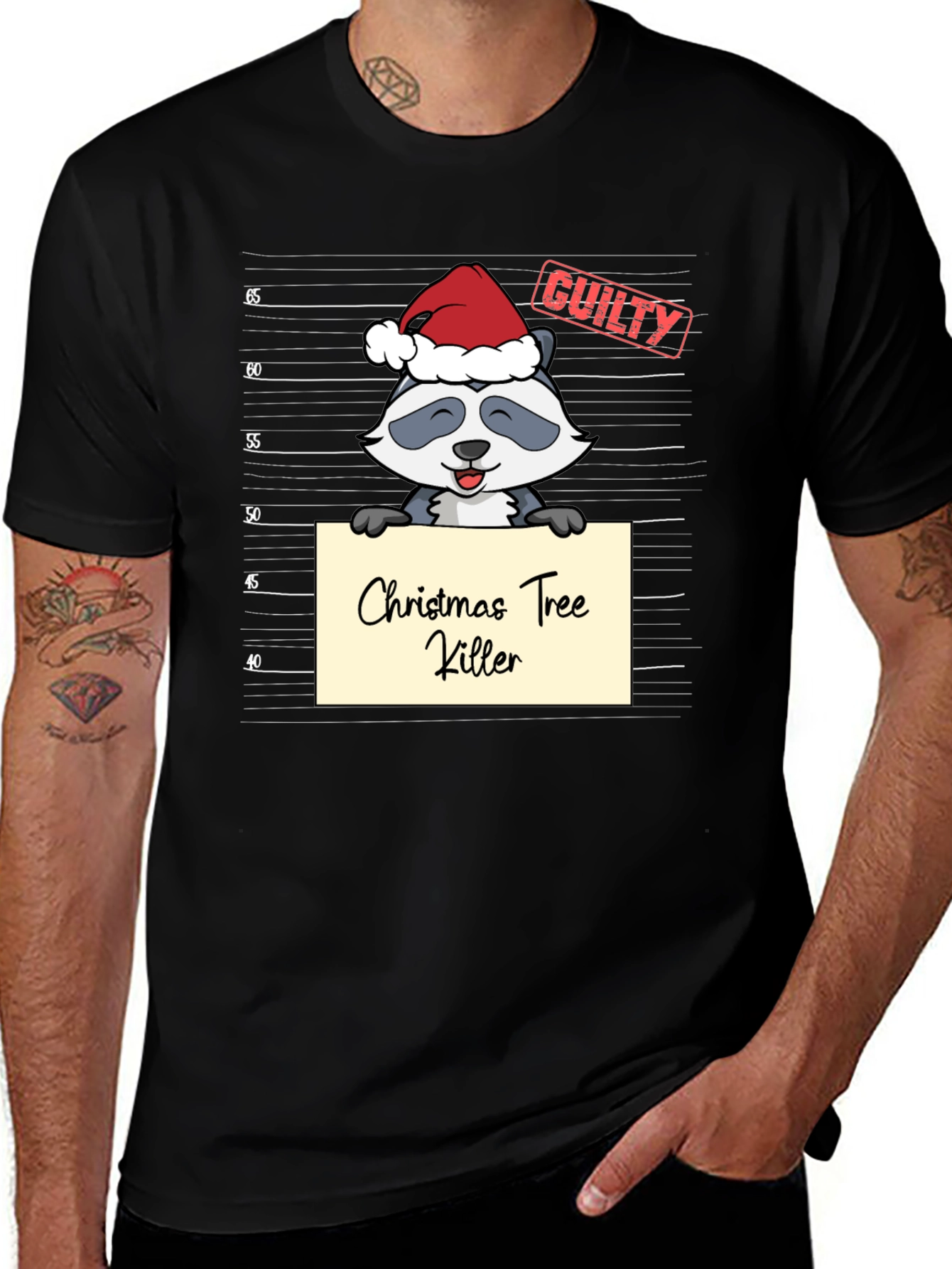 Christmas Tree Killer Racoon Guilty T-Shirt