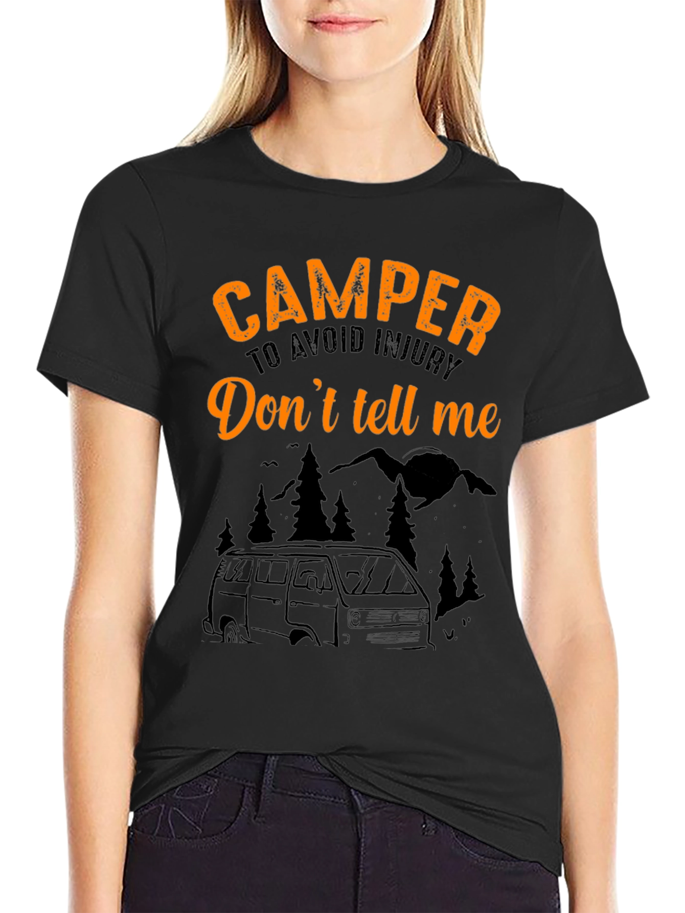 Camper Tee: Dont Tell Me! Black T-Shirt