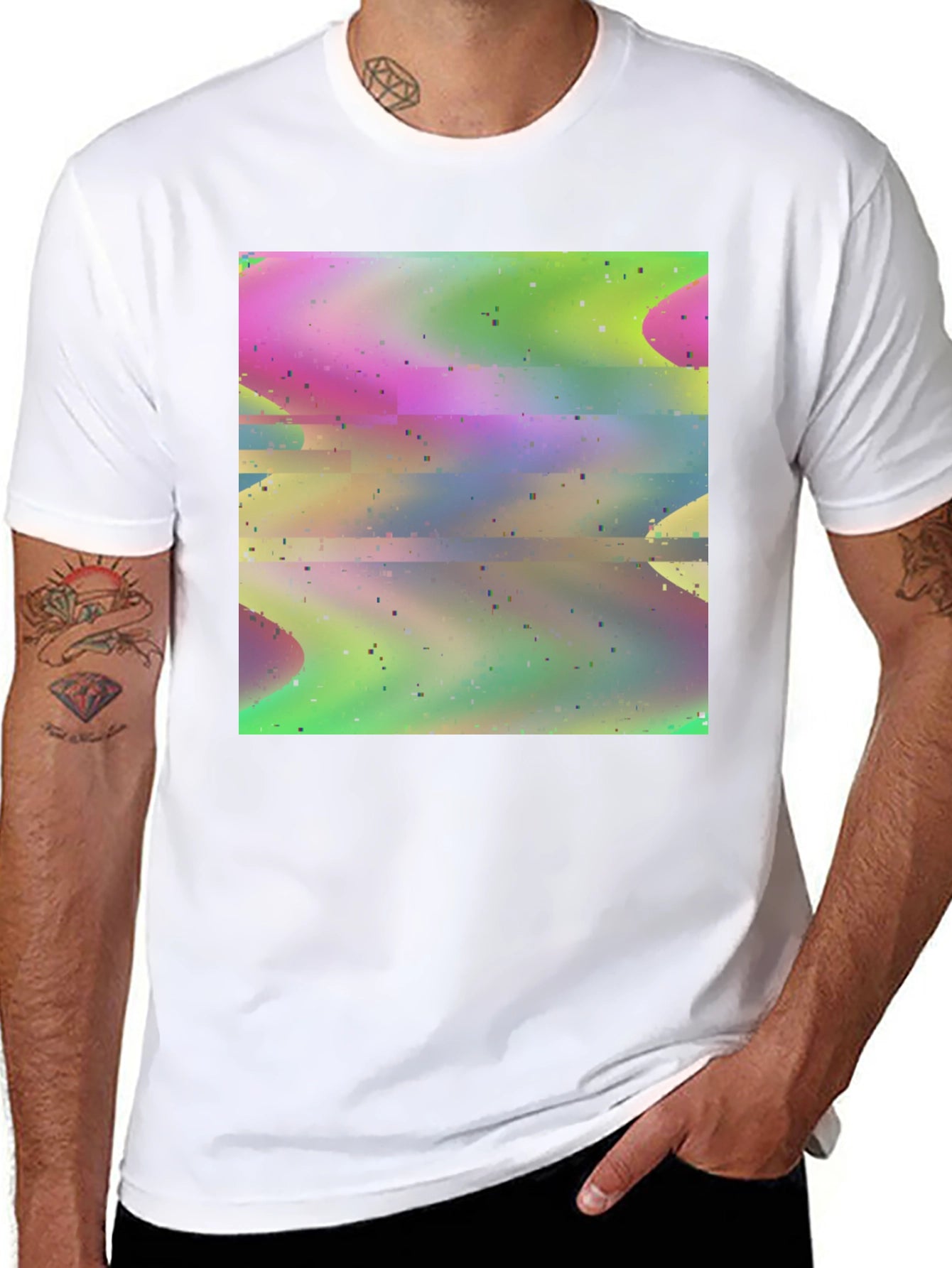 Abstract Glitch Art T-Shirt - Stylish Graphic Tee