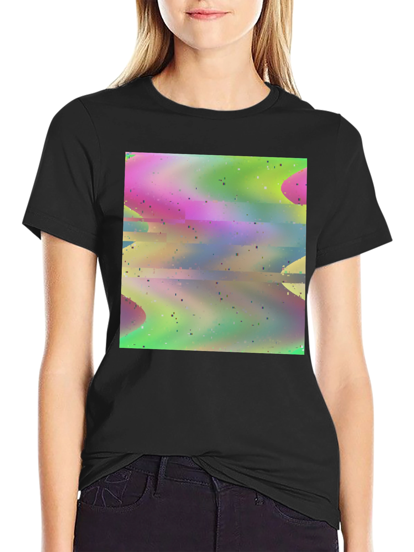Abstract Glitch Art T-Shirt - Stylish Graphic Tee