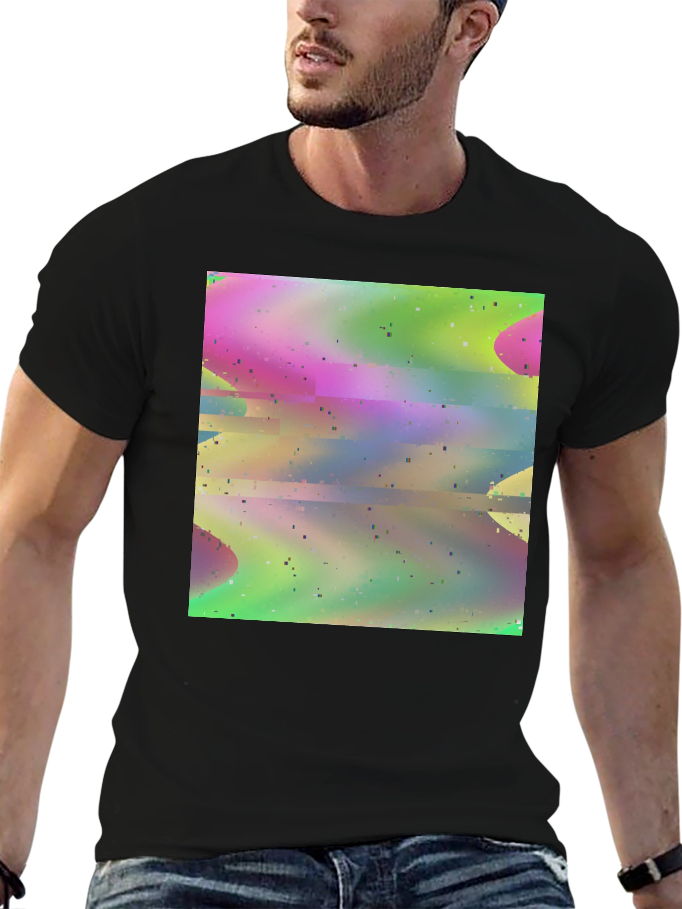 Abstract Glitch Art T-Shirt - Stylish Graphic Tee