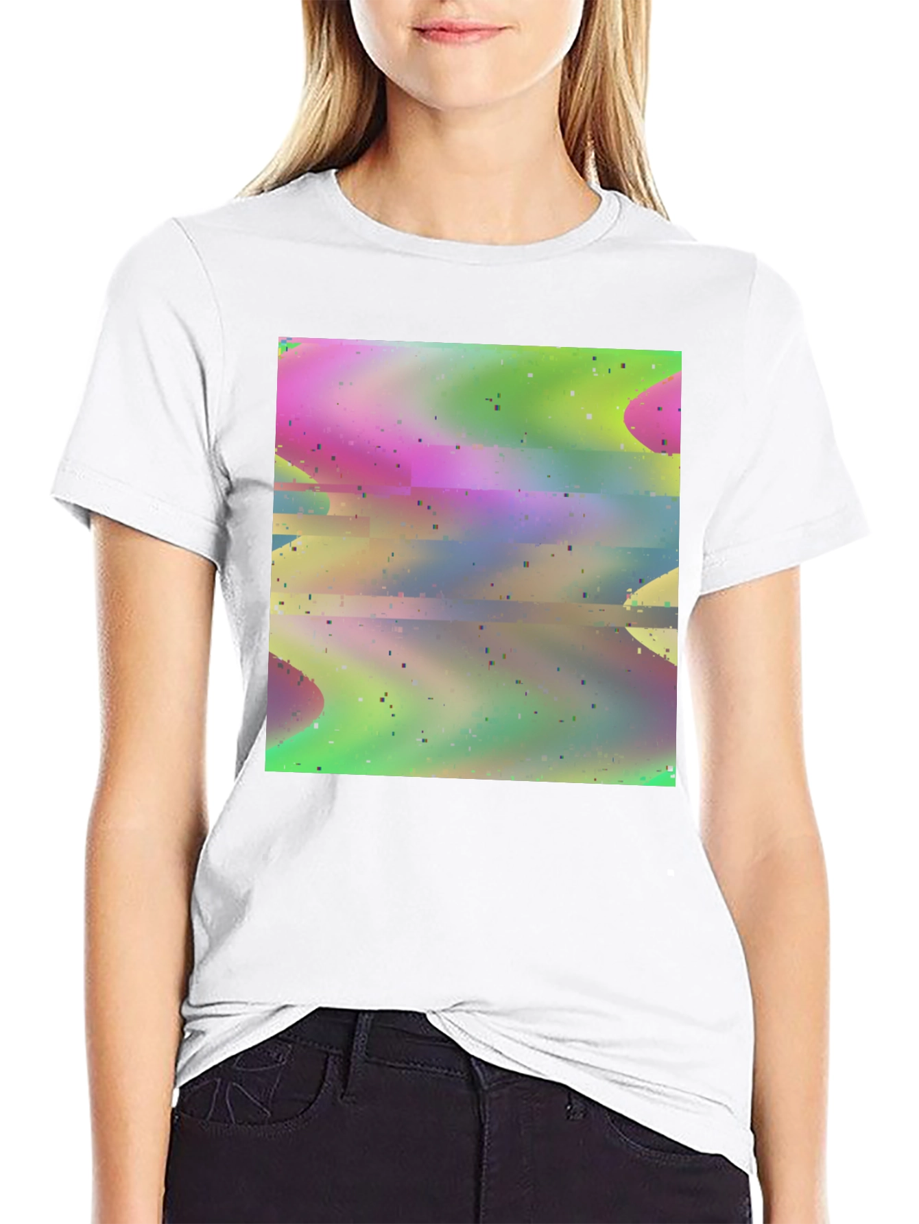 Abstract Glitch Art T-Shirt - Stylish Graphic Tee
