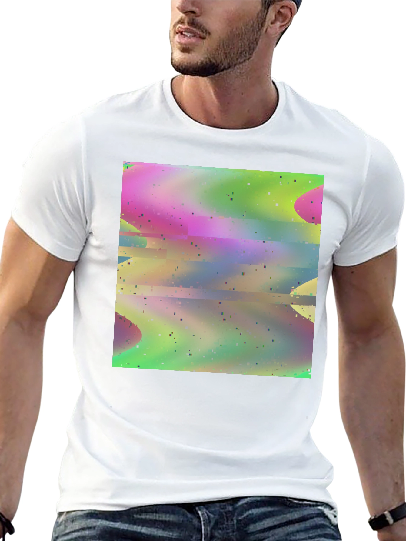 Abstract Glitch Art T-Shirt - Stylish Graphic Tee