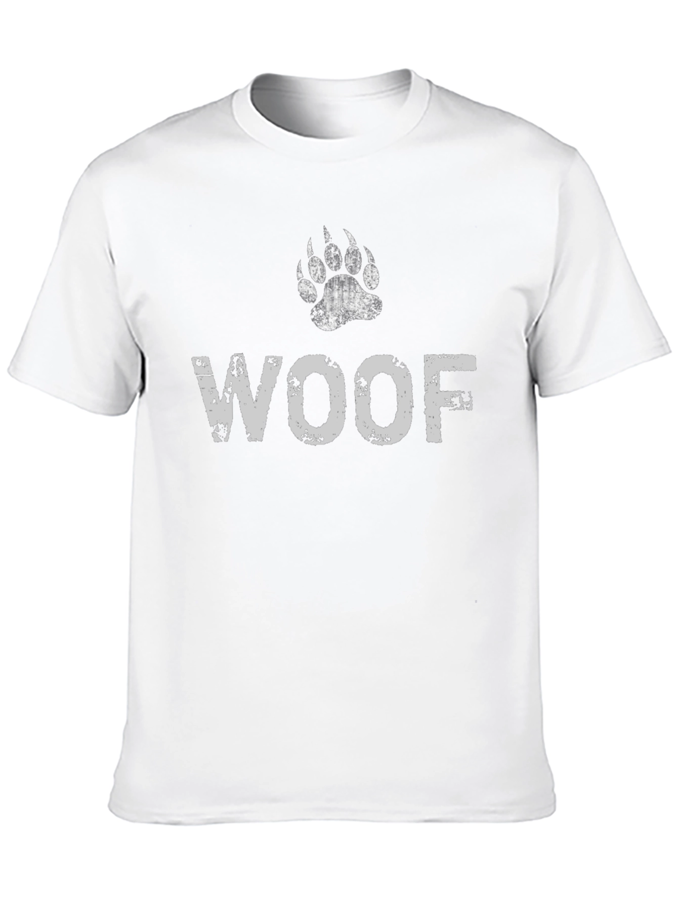 WOOF Bear Paw Print T-Shirt - Distressed Design