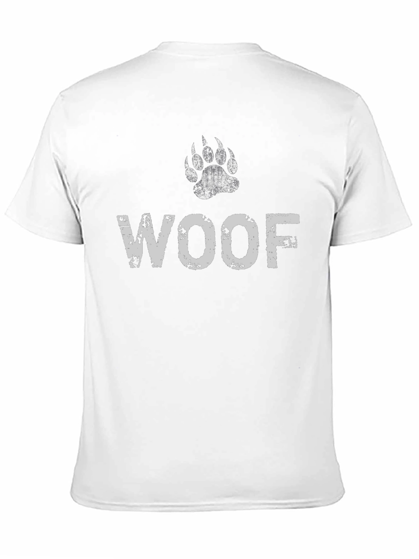 WOOF Bear Paw Print T-Shirt - Distressed Design