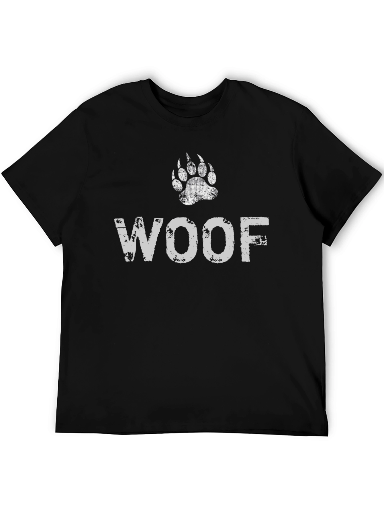 WOOF Bear Paw Print T-Shirt - Distressed Design