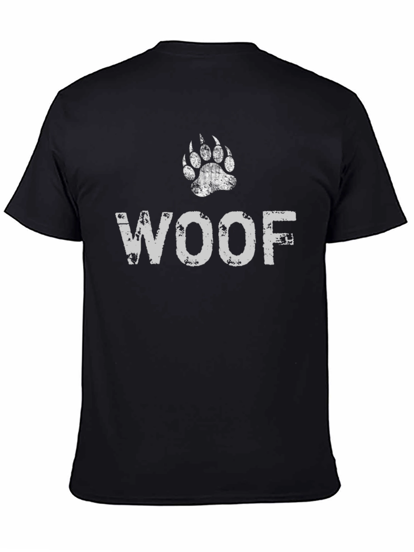 WOOF Bear Paw Print T-Shirt - Distressed Design