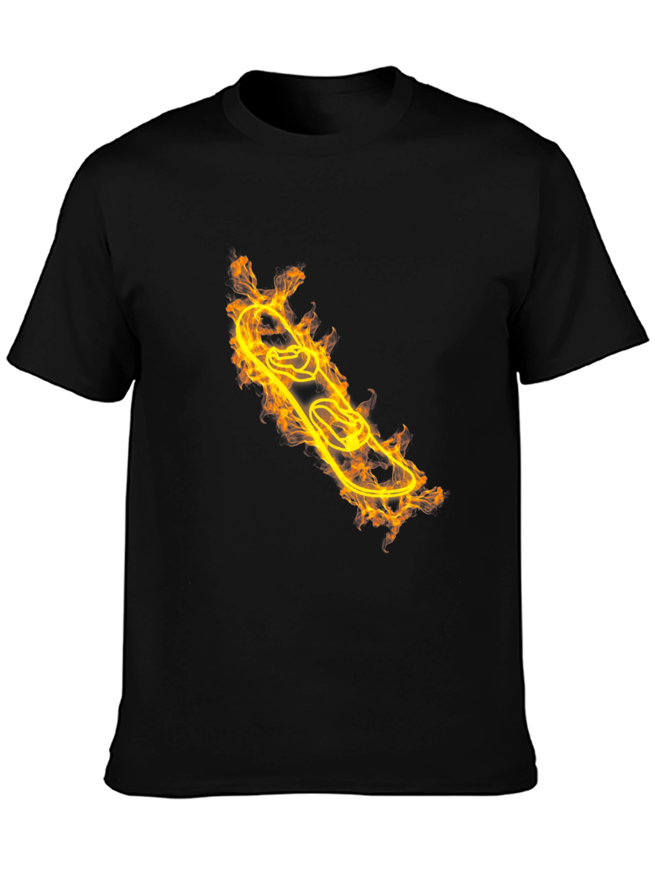 Fiery Skateboarder T-Shirt - Black Cotton Tee