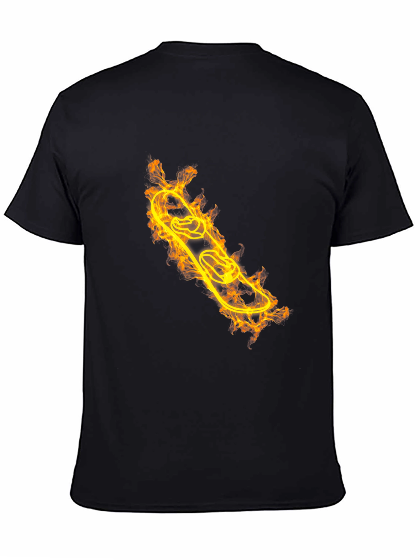 Fiery Skateboarder T-Shirt - Black Cotton Tee