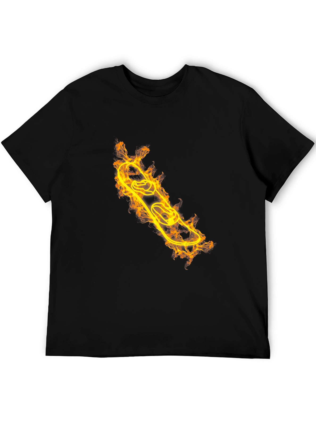 Fiery Skateboarder T-Shirt - Black Cotton Tee