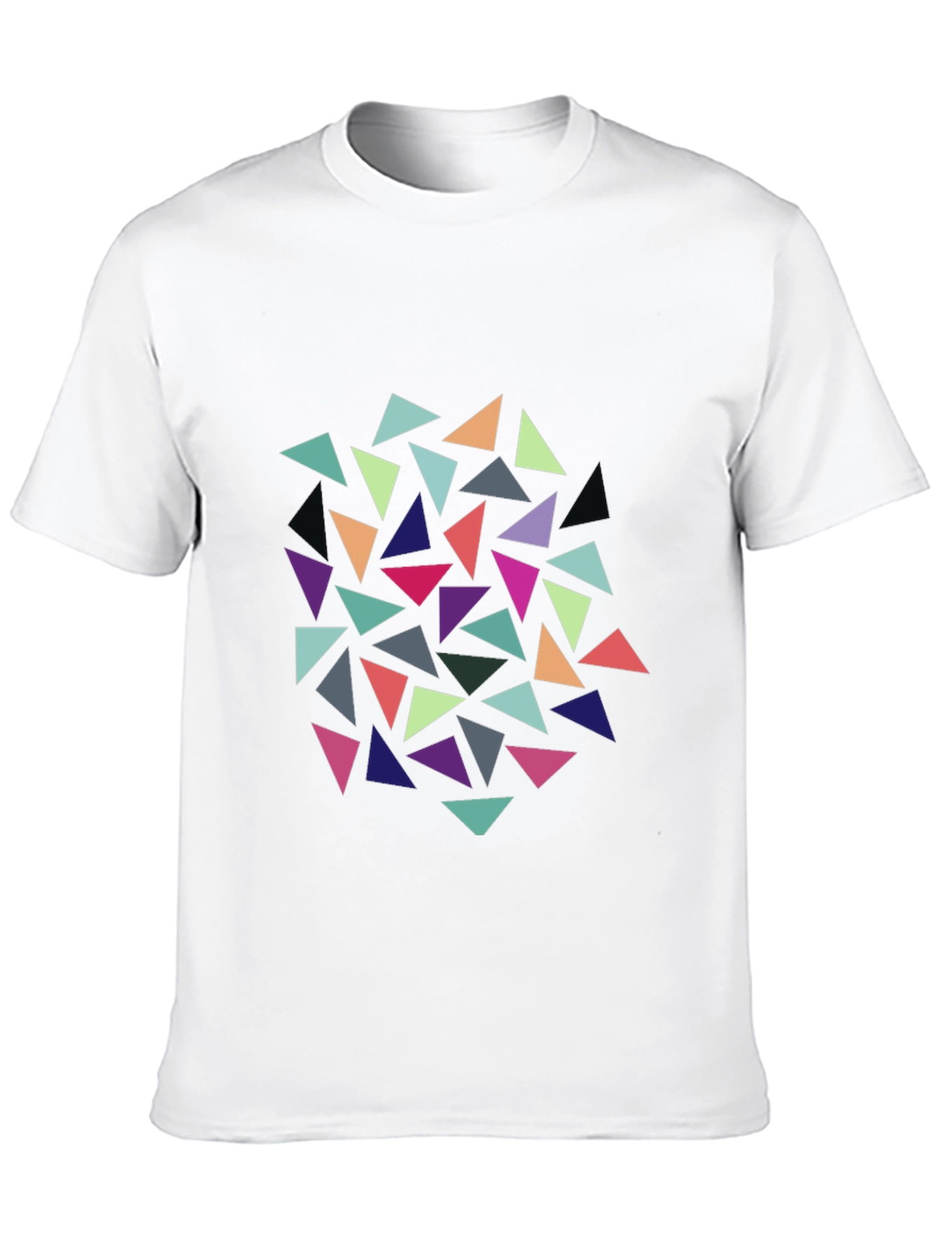 Geometric Triangle Pattern Black T-Shirt