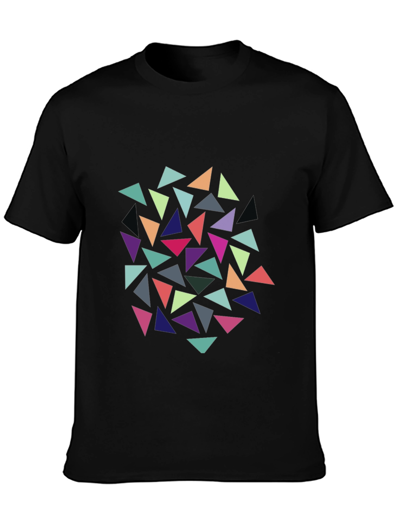 Geometric Triangle Pattern Black T-Shirt