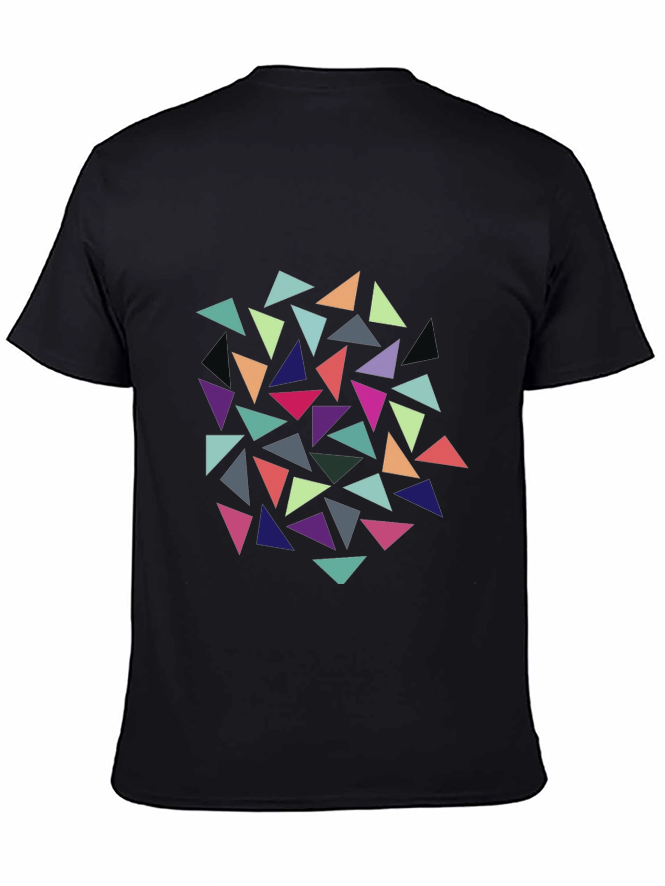 Geometric Triangle Pattern Black T-Shirt