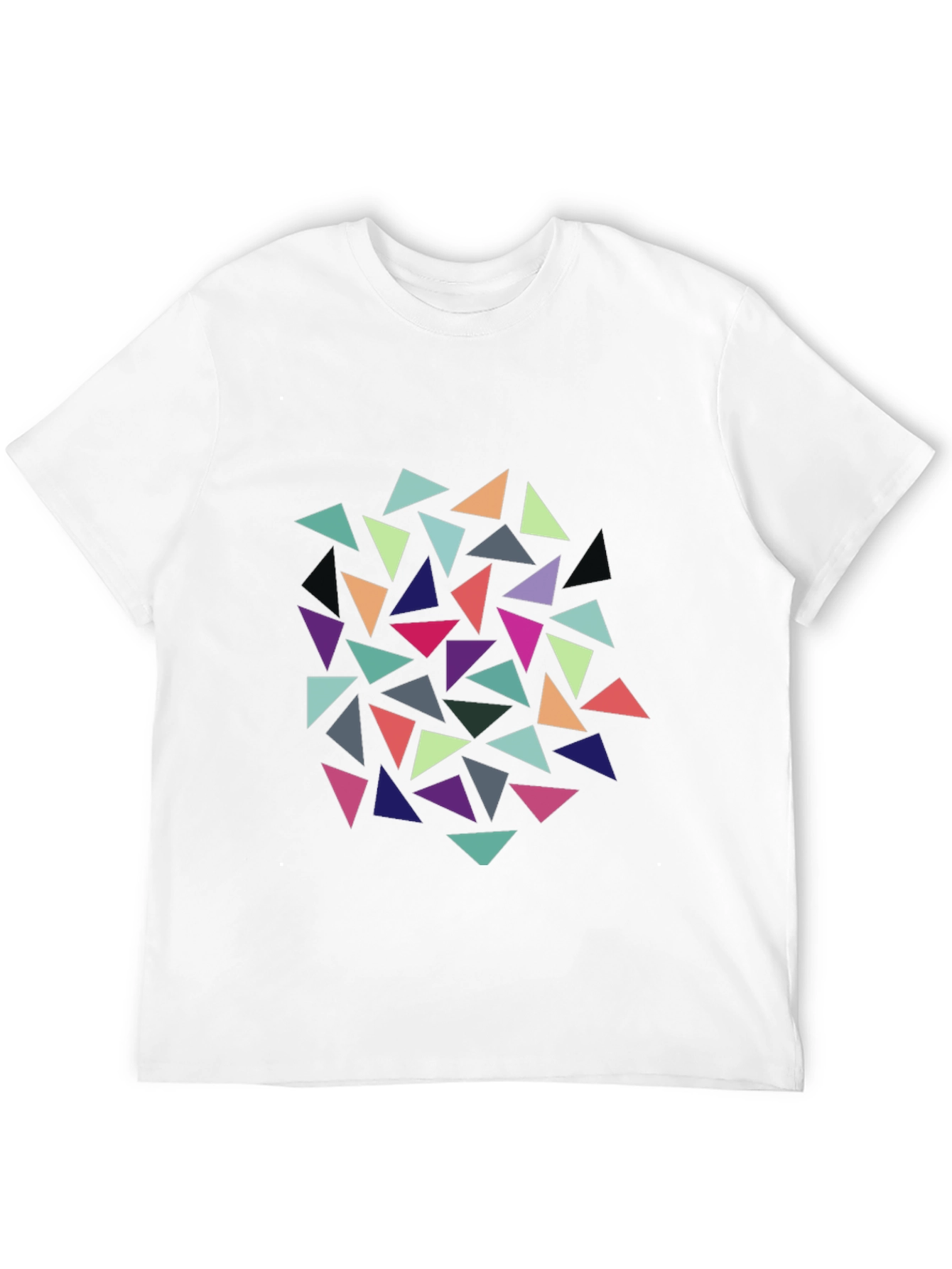 Geometric Triangle Pattern Black T-Shirt