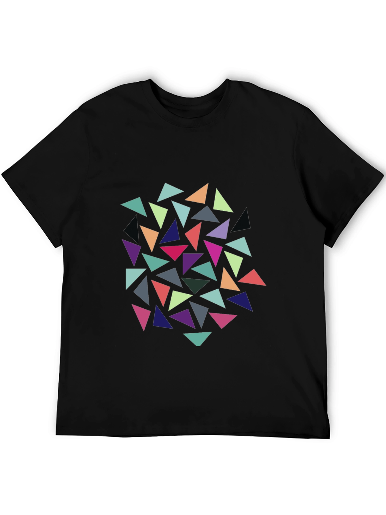 Geometric Triangle Pattern Black T-Shirt