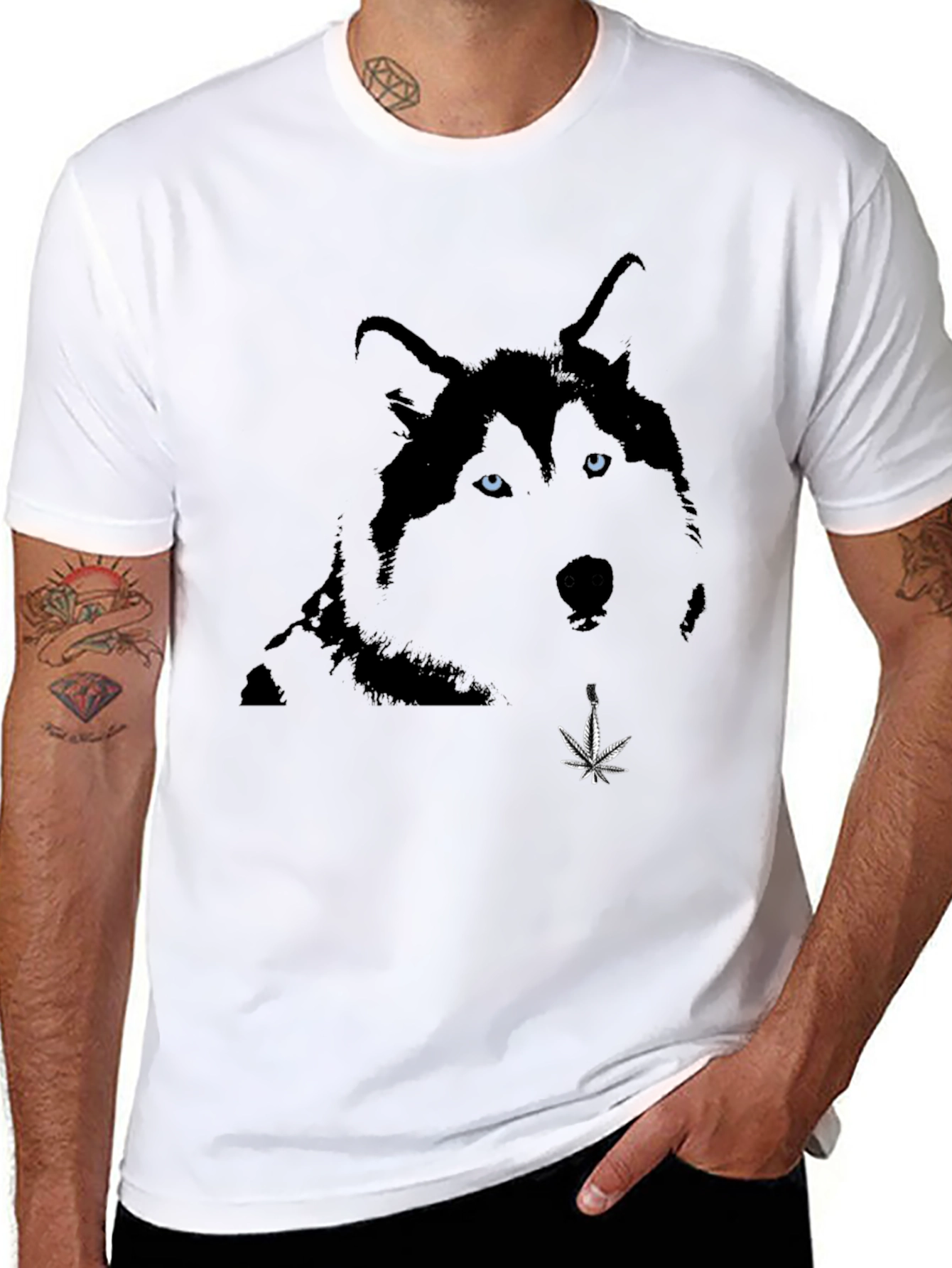 Cool Husky Graphic Print Tee - Black