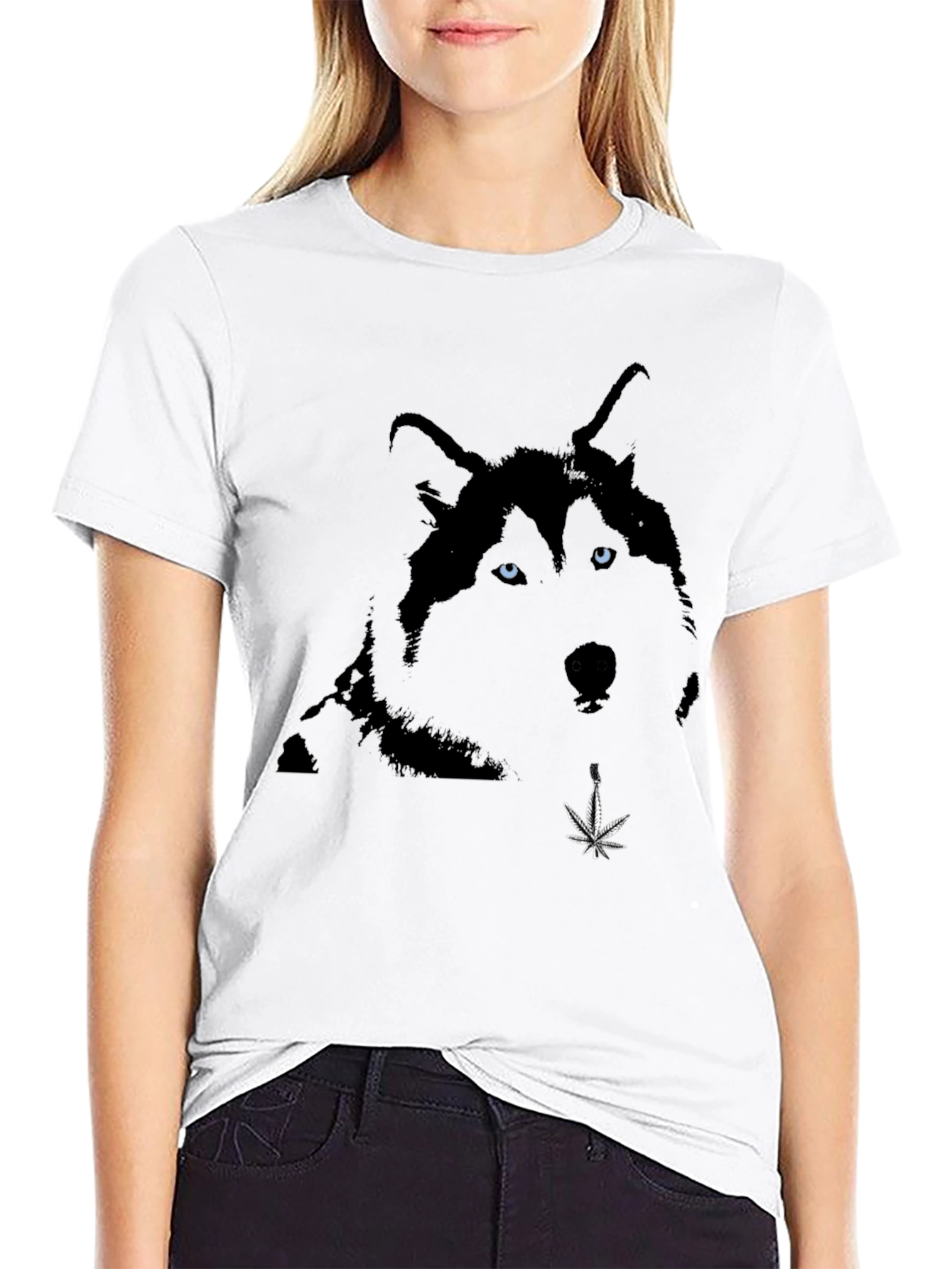 Cool Husky Graphic Print Tee - Black