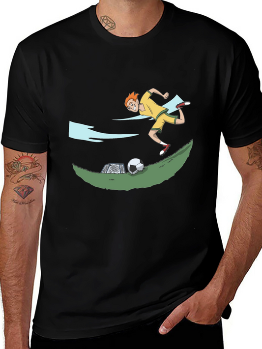 Soccer Cartoon Black T-Shirt