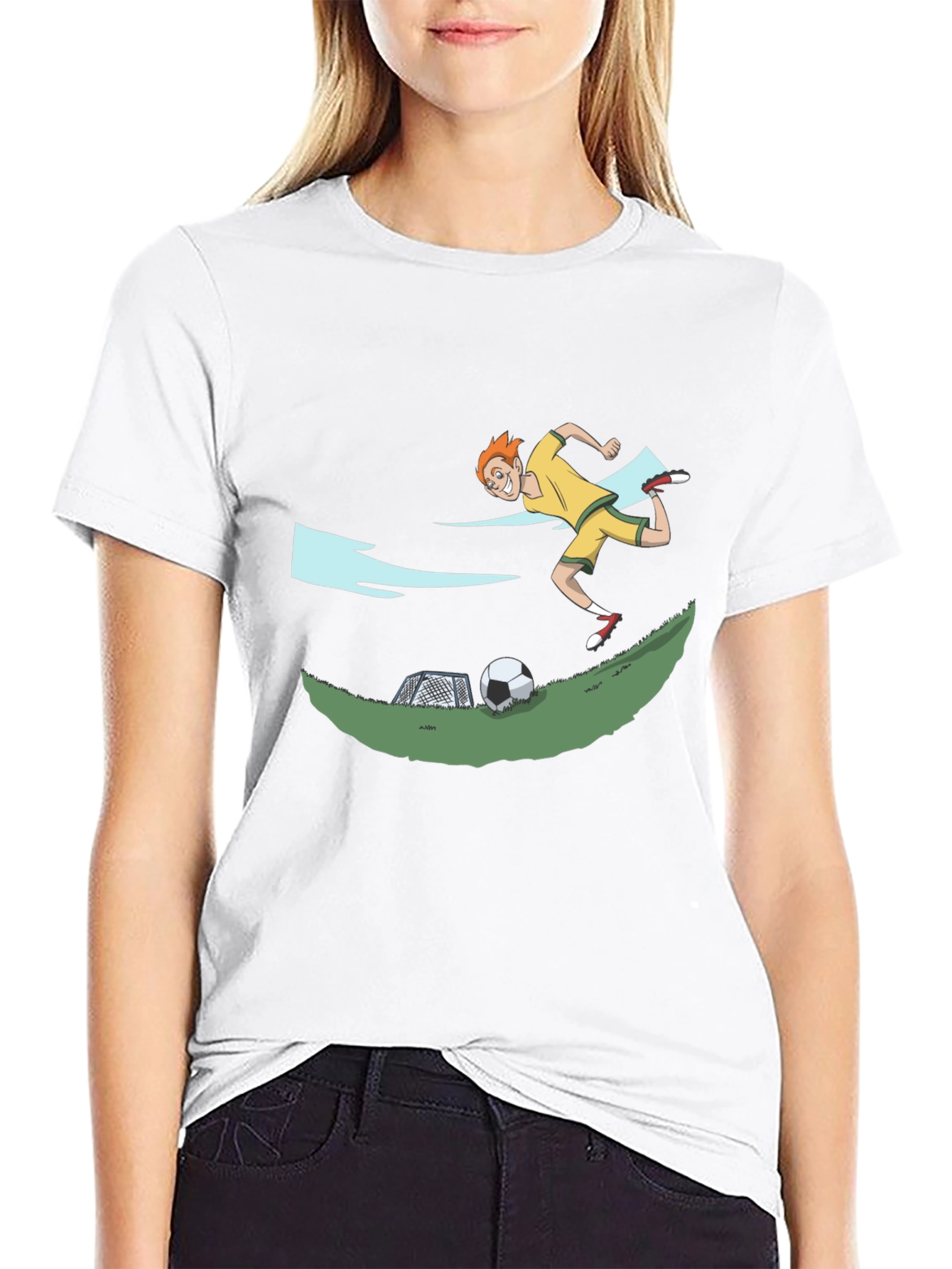 Soccer Cartoon Black T-Shirt