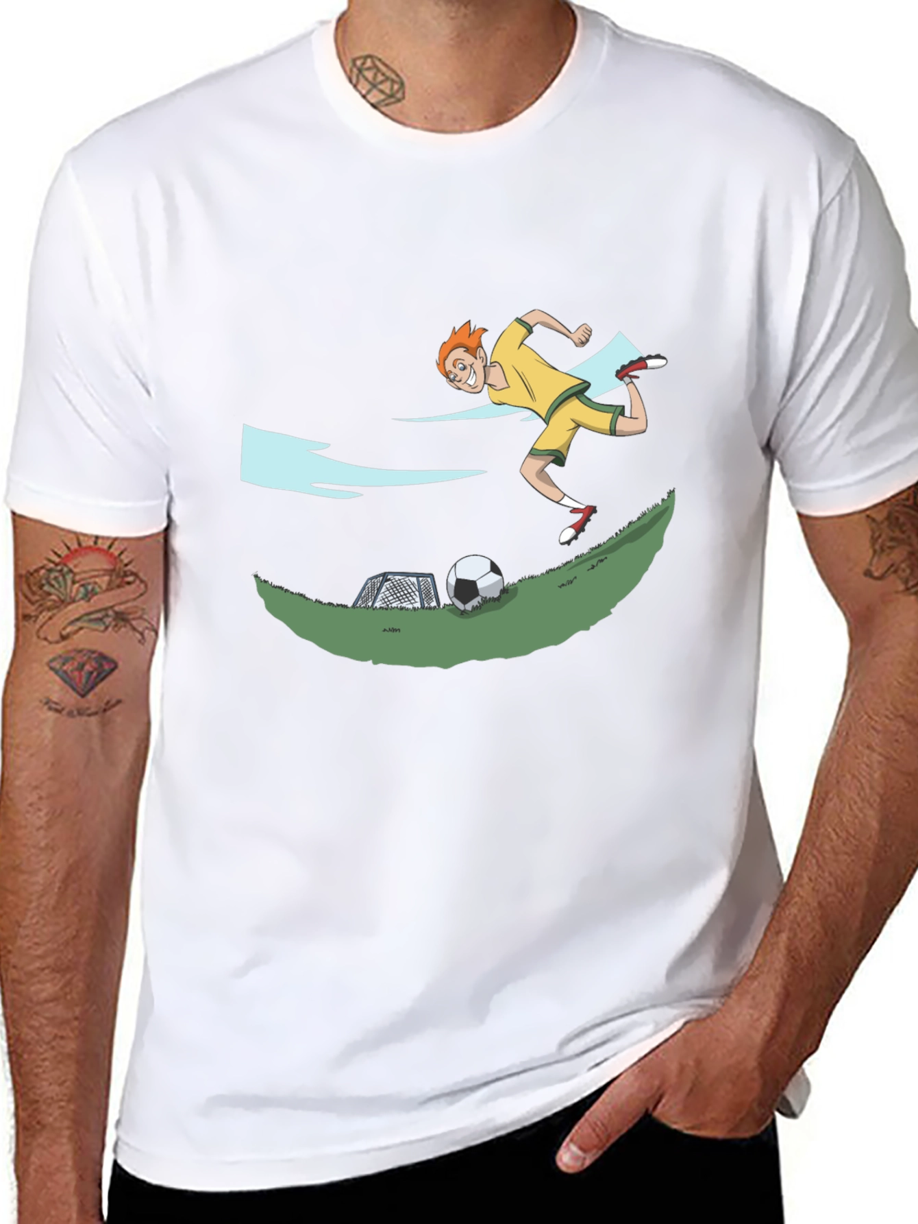 Soccer Cartoon Black T-Shirt