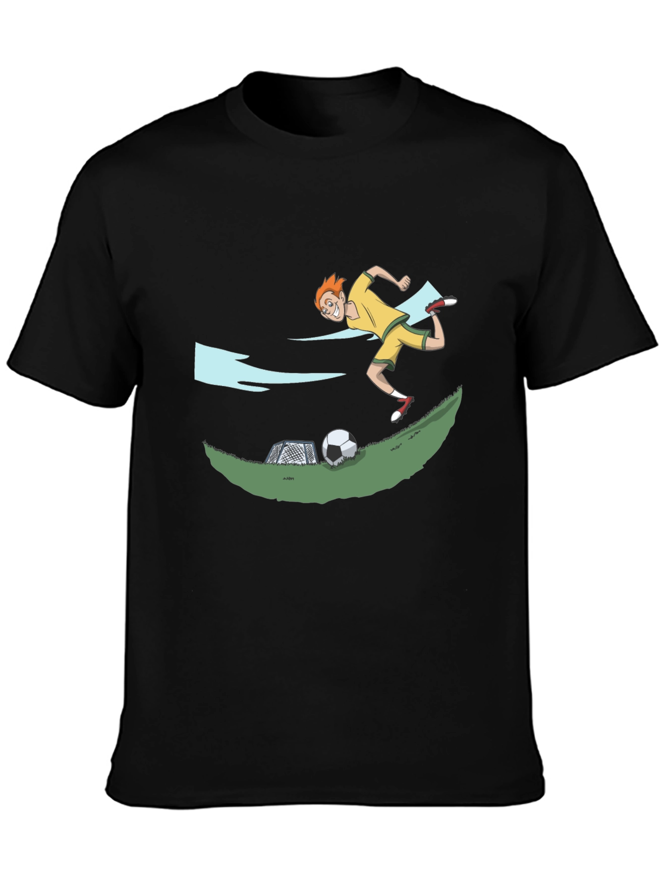 Soccer Cartoon Black T-Shirt