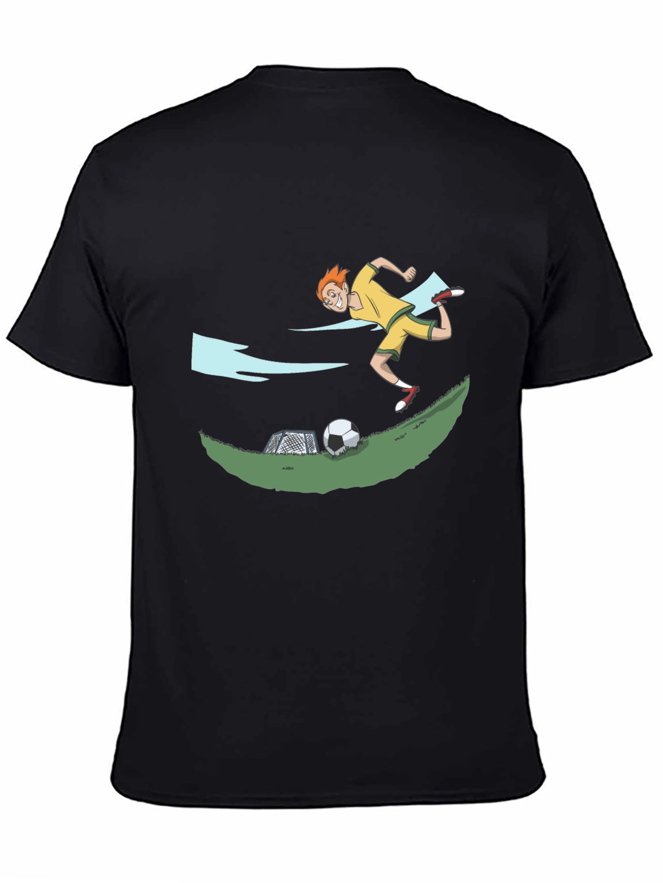 Soccer Cartoon Black T-Shirt