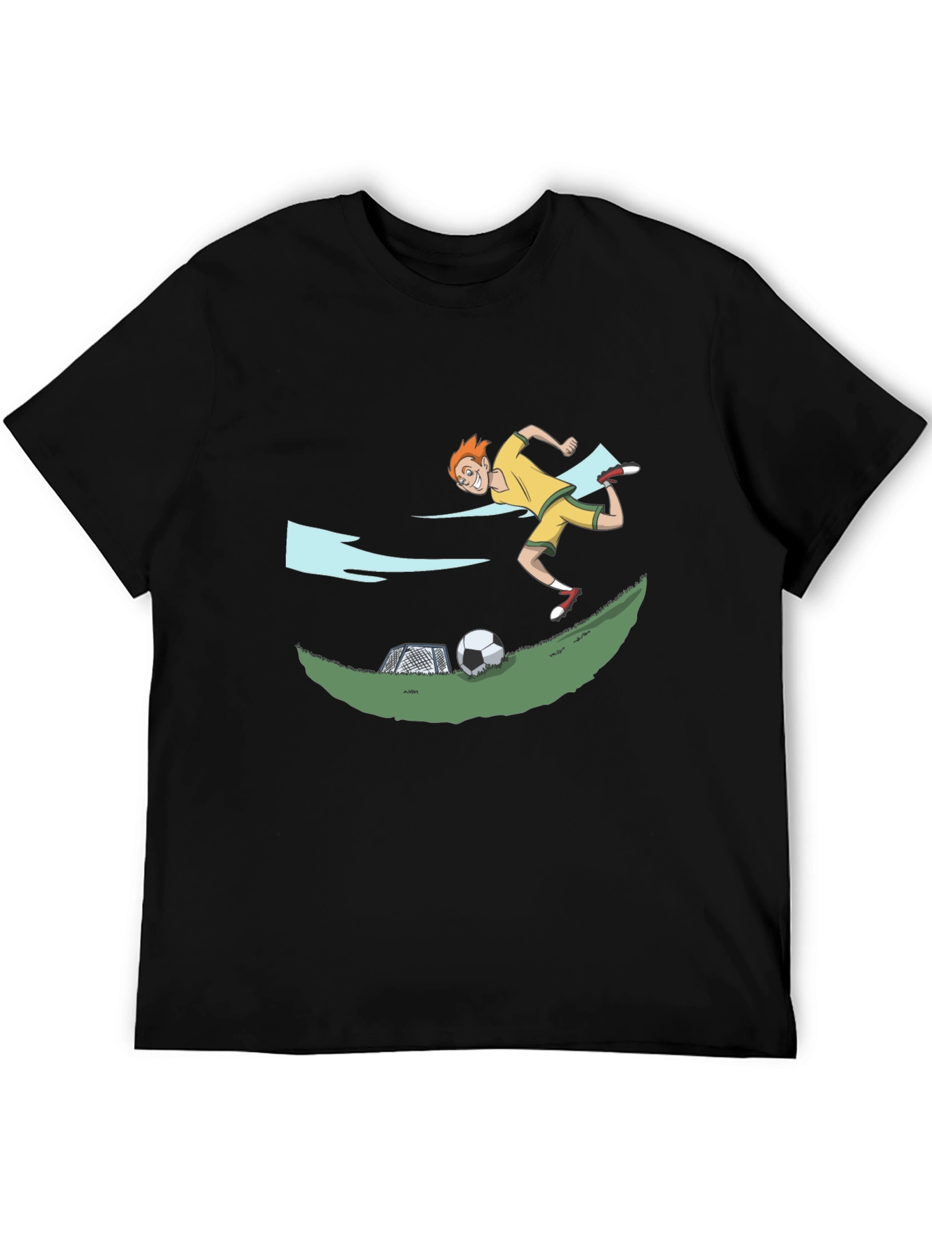 Soccer Cartoon Black T-Shirt