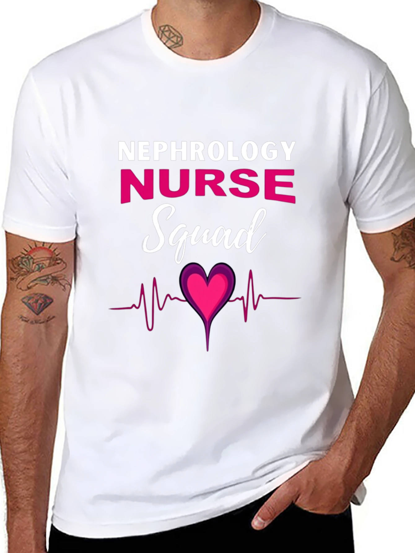 Nephrology Nurse Squad T-Shirt - Heartbeat Design