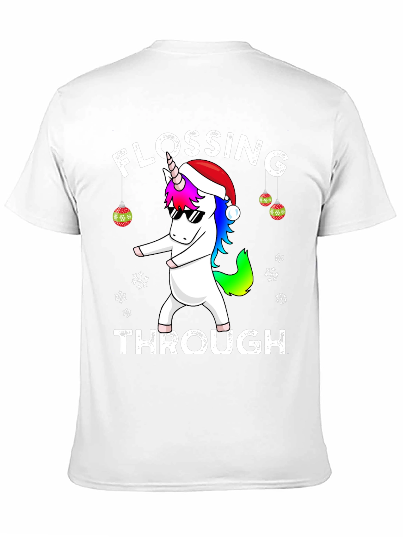 Flossing Through Christmas Unicorn Graphic Tee