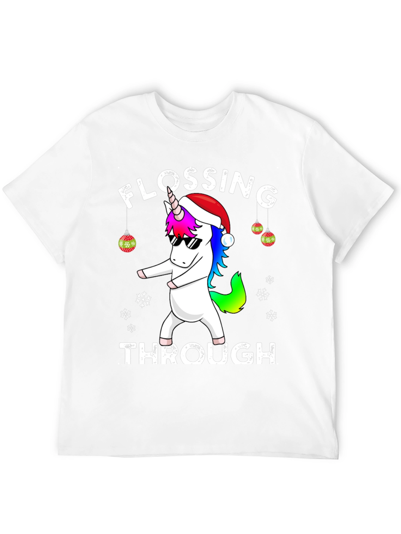 Flossing Through Christmas Unicorn Graphic Tee
